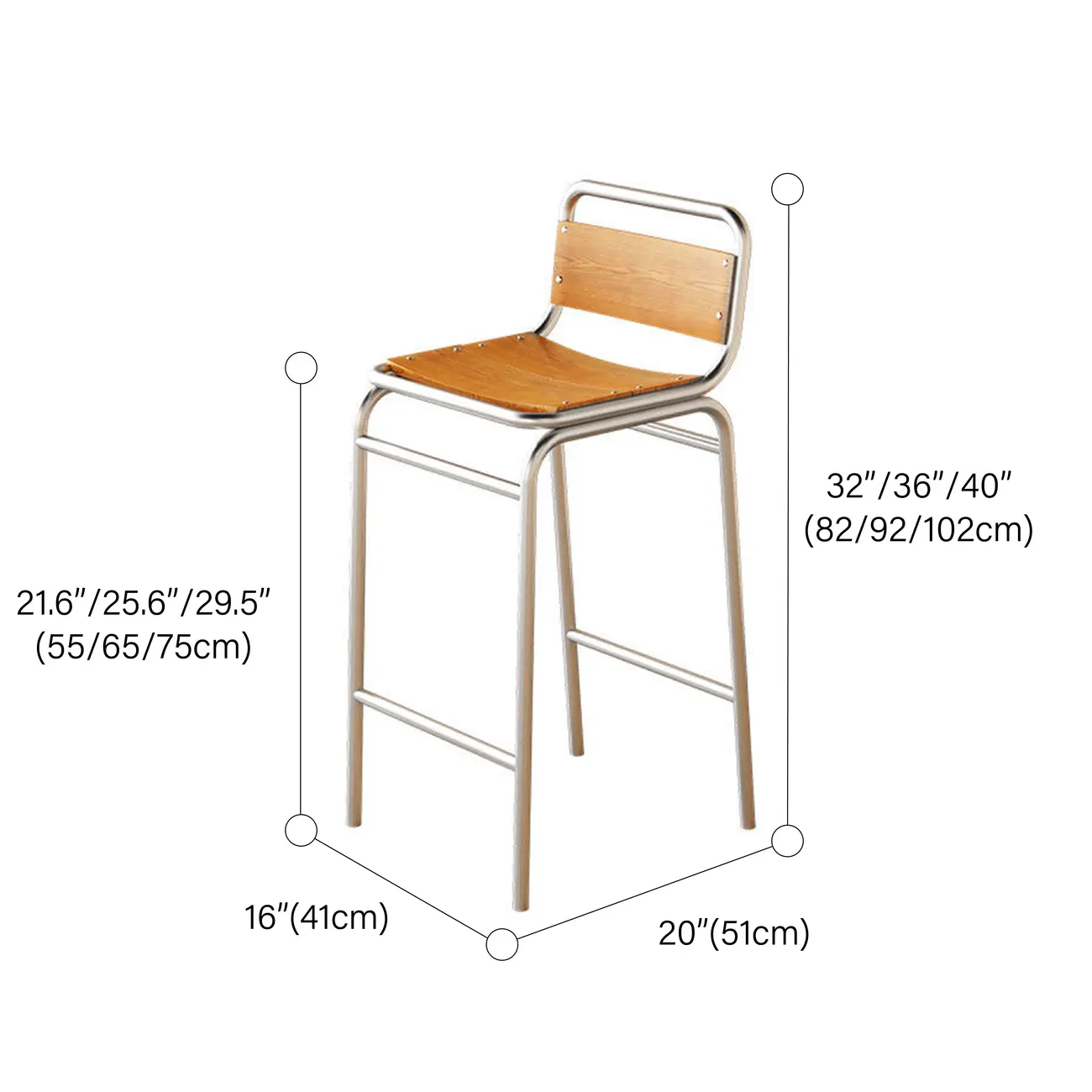 Minimalist Low Back Wood Seat Counter Height Bar Stool #size | homeyfad