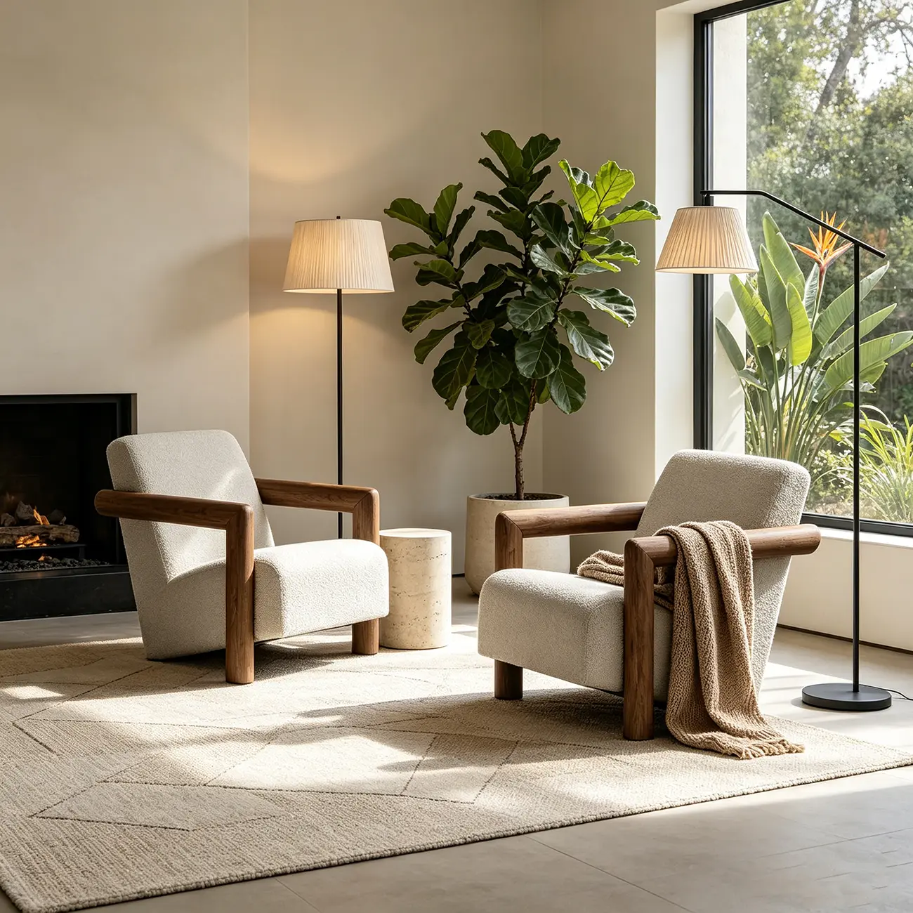 Minimalist White Mohair Fabric Living Room Arm Chair Image - 3 | homeyfad