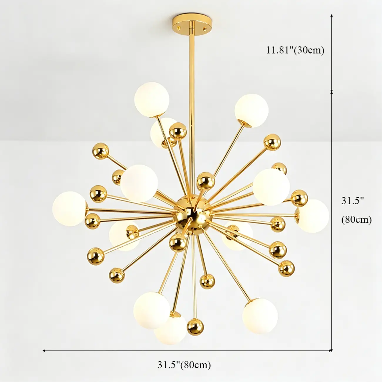 Modern Gold Sphere Sputnik Chandelier with White Glass Shade Image - 14 | homeyfad