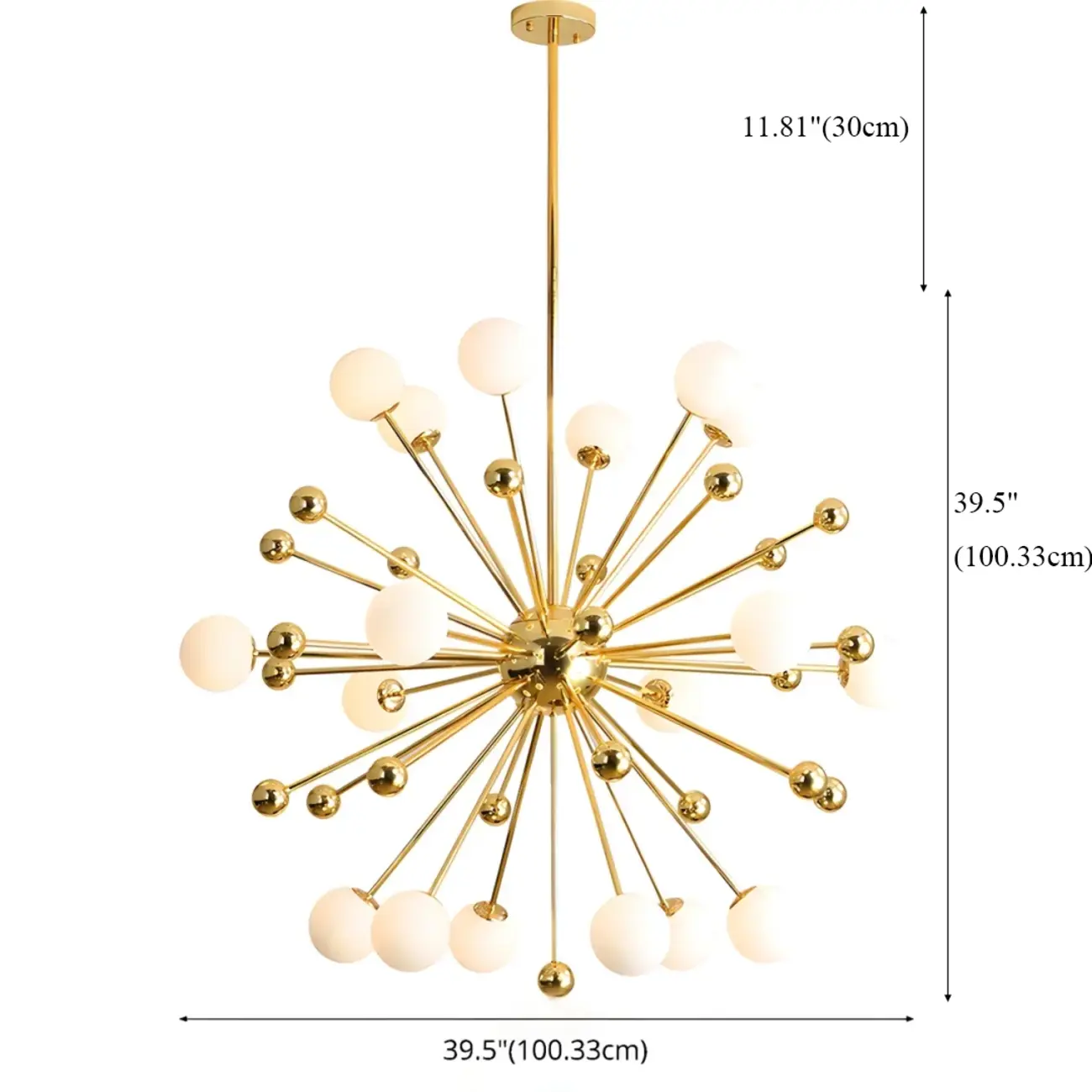 Modern Gold Sphere Sputnik Chandelier with White Glass Shade Image - 15 | homeyfad