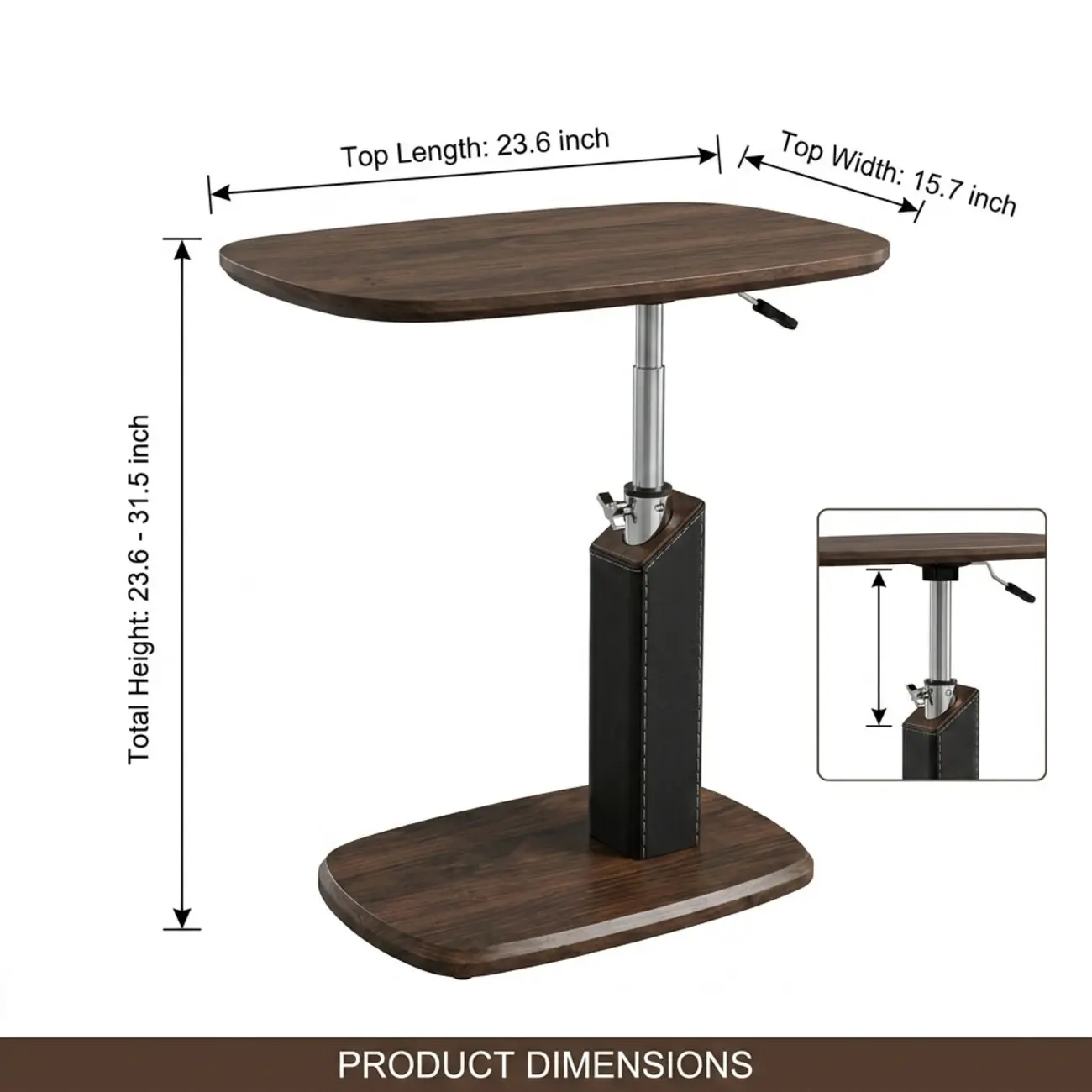 Modern Adjustable Height Swivel C-Shaped Side Table #size | homeyfad