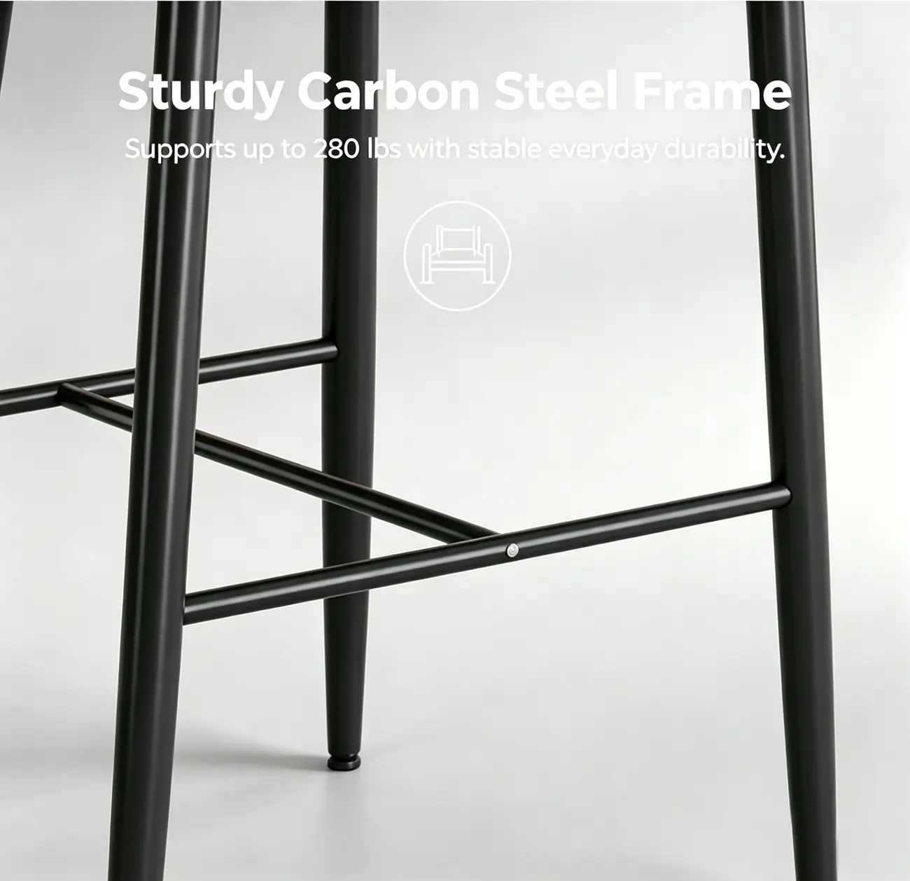 Modern Faux Leather Counter Height Bar Stool with Curved Back Image - 6 | homeyfad