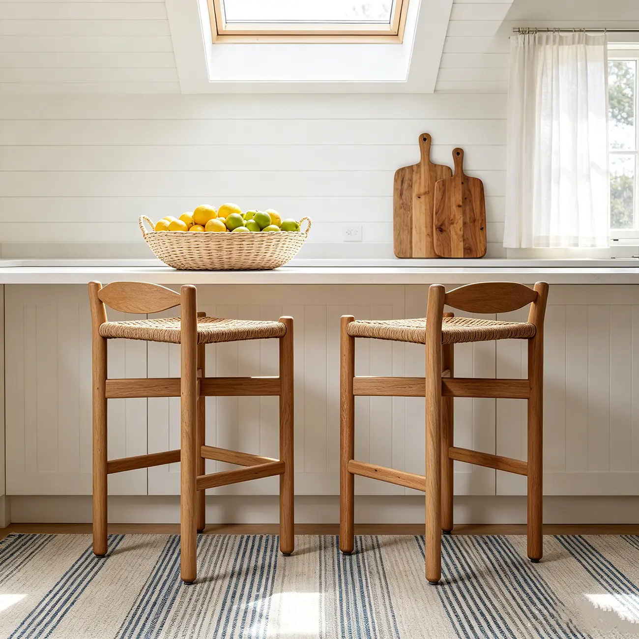Modern Crafted Solid White Ash Wood Bar Stool For Kitchen Island Image - 5 | homeyfad