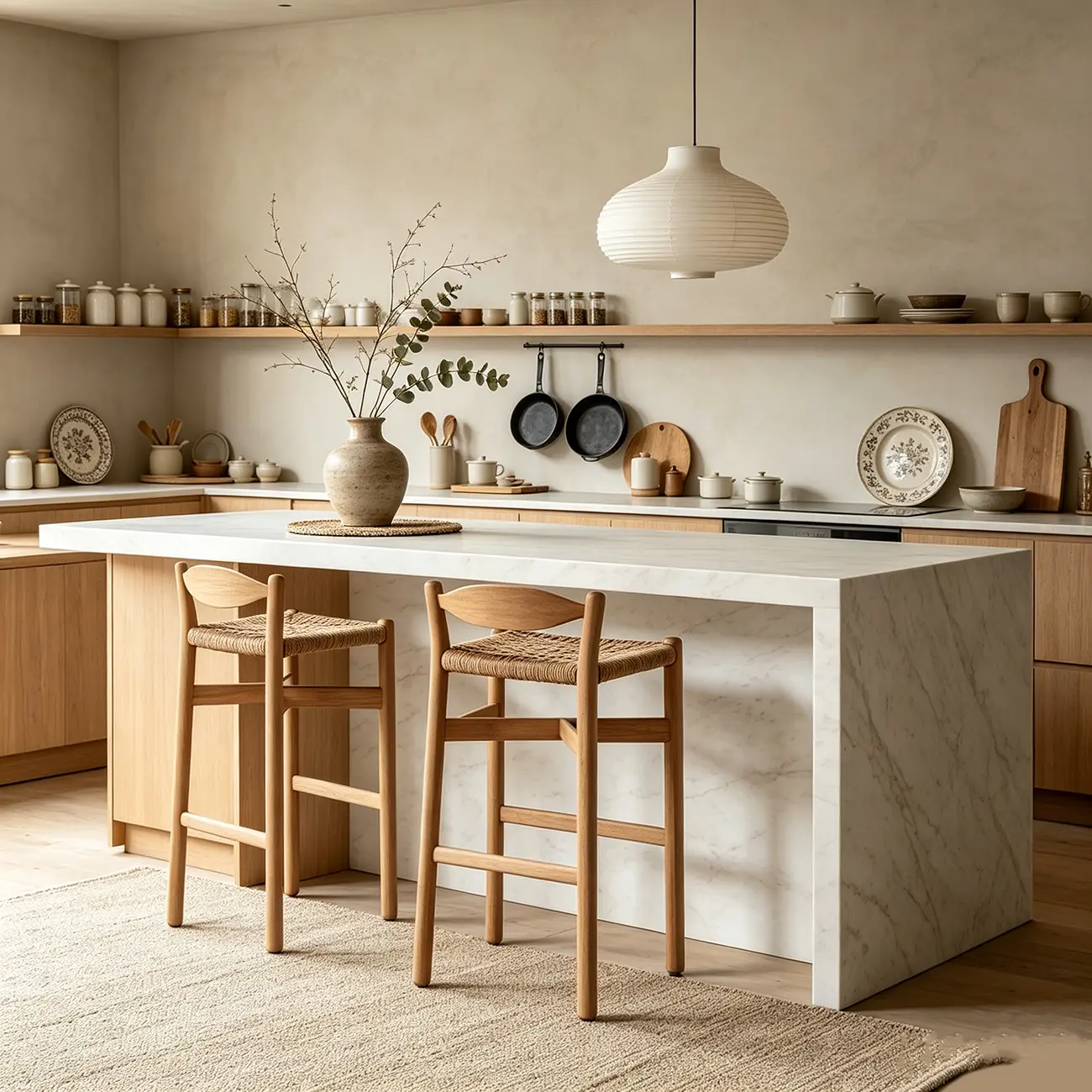 Modern Crafted Solid White Ash Wood Bar Stool For Kitchen Island Image - 2 | homeyfad