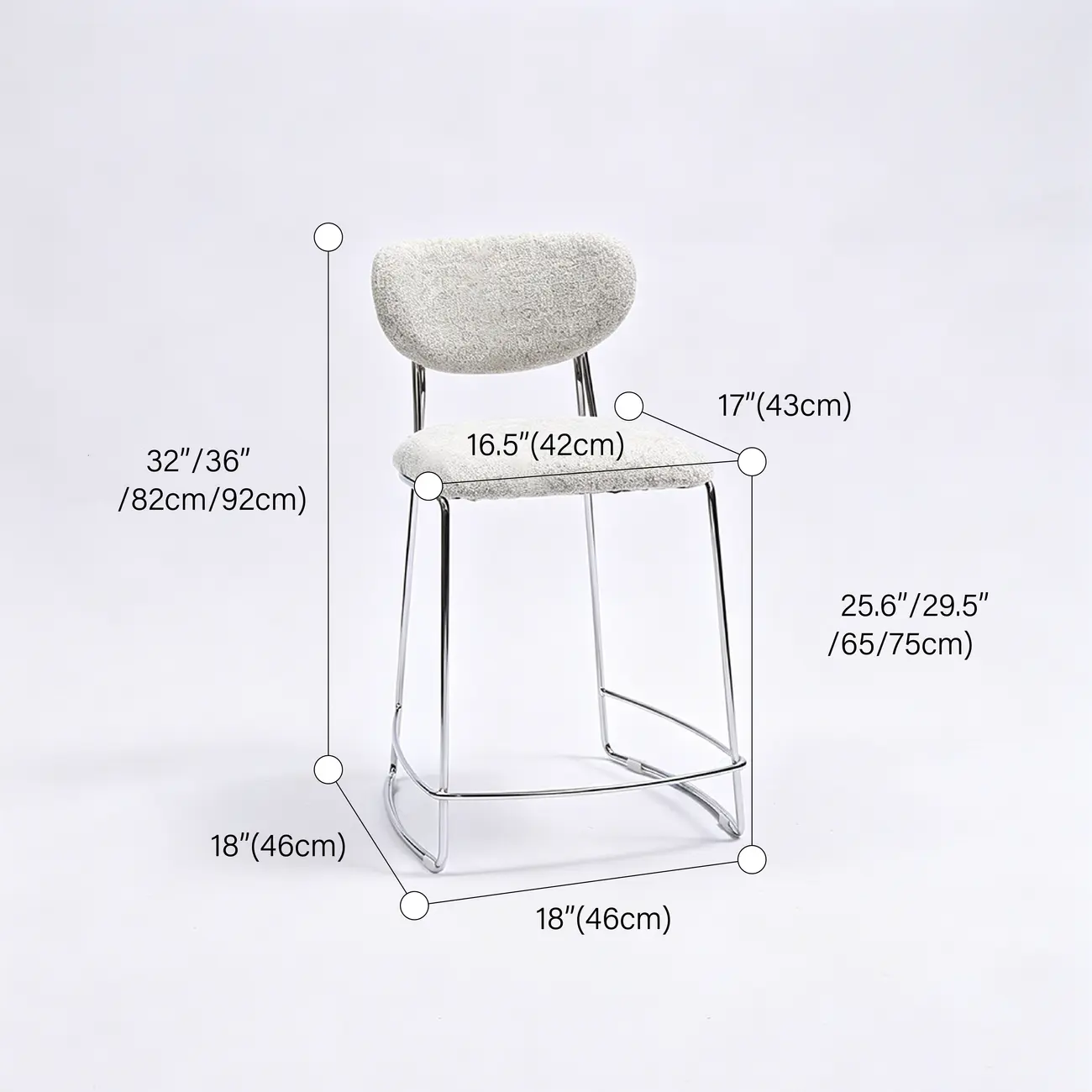 Minimalist Solid Steel Upholstered Kitchen Counter Stool #size | homeyfad