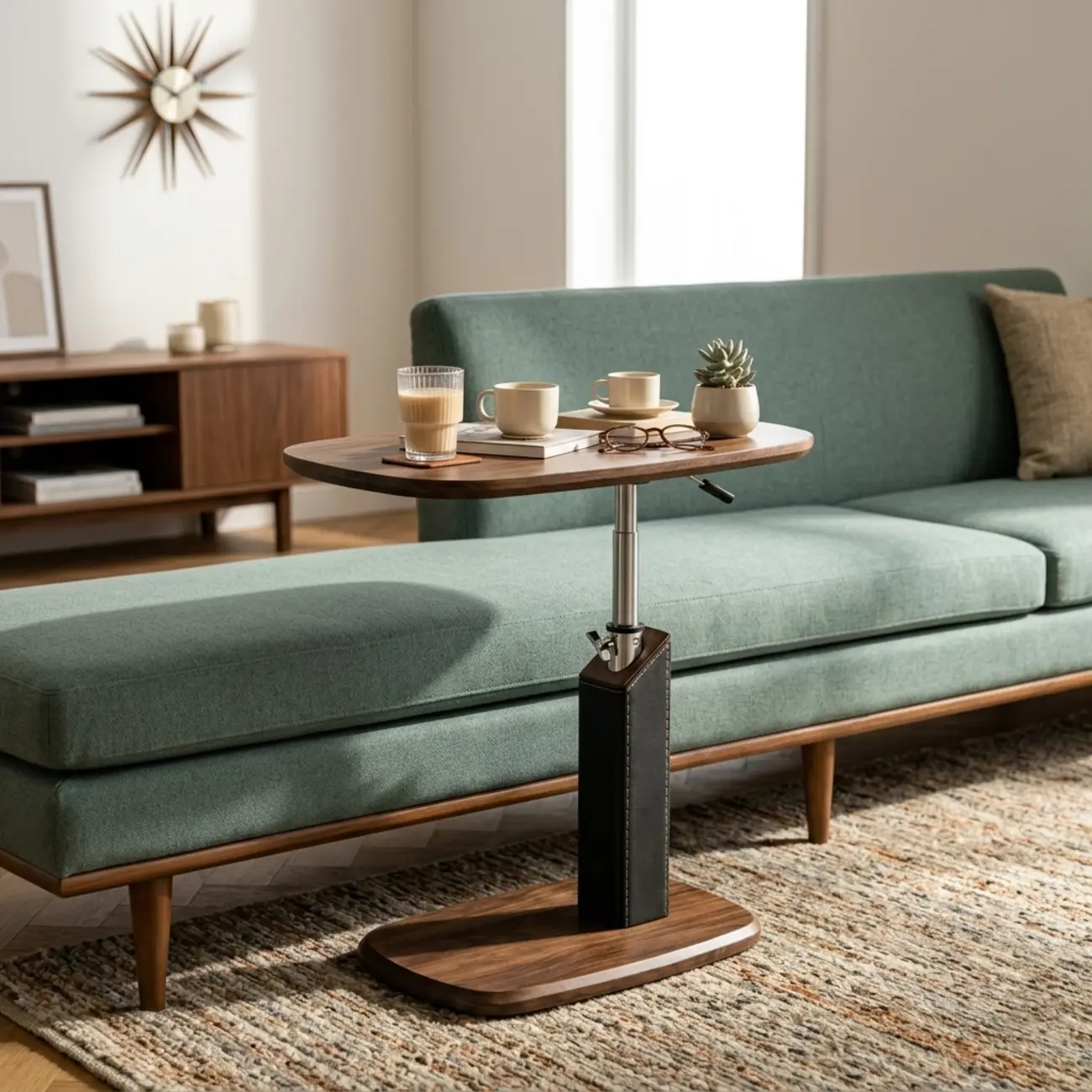 Modern Adjustable Height Swivel C-Shaped Side Table Image - 1 | homeyfad