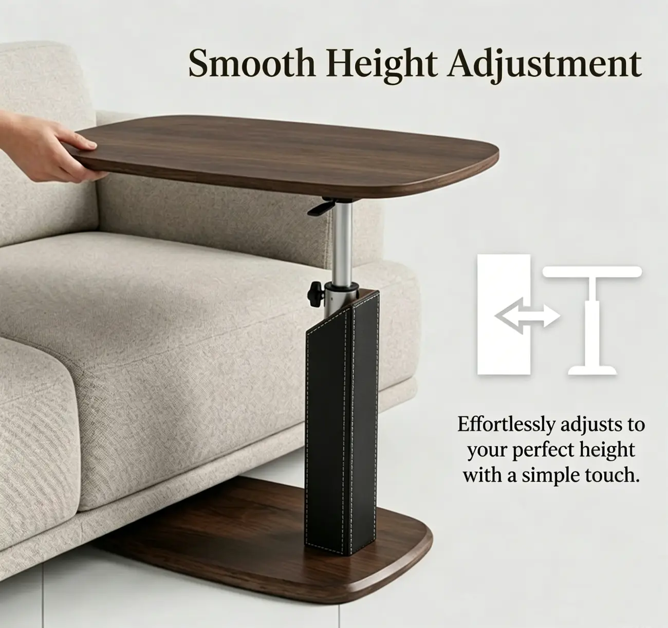 Modern Adjustable Height Swivel C-Shaped Side Table Image - 6 | homeyfad