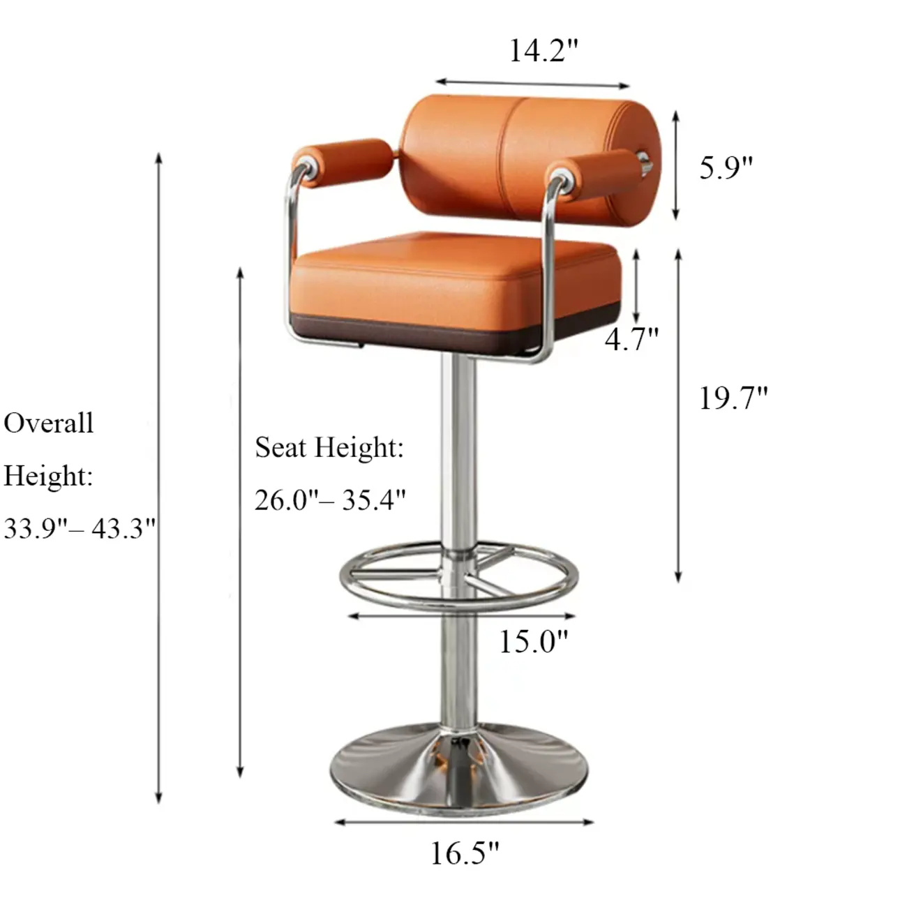 Square Adjustable Leather Gold Legs Swivel Bar Stools #size | homeyfad