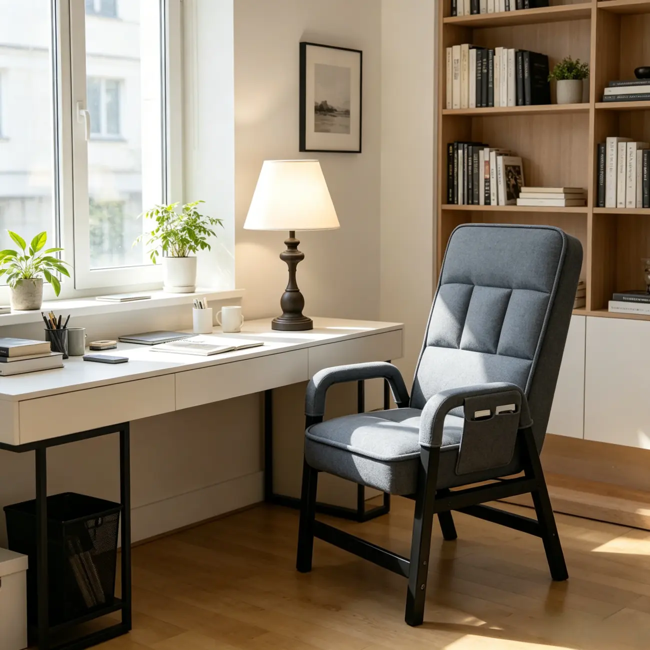 Modern Gray Reclining Upholstered Office Chair Image - 3 | homeyfad