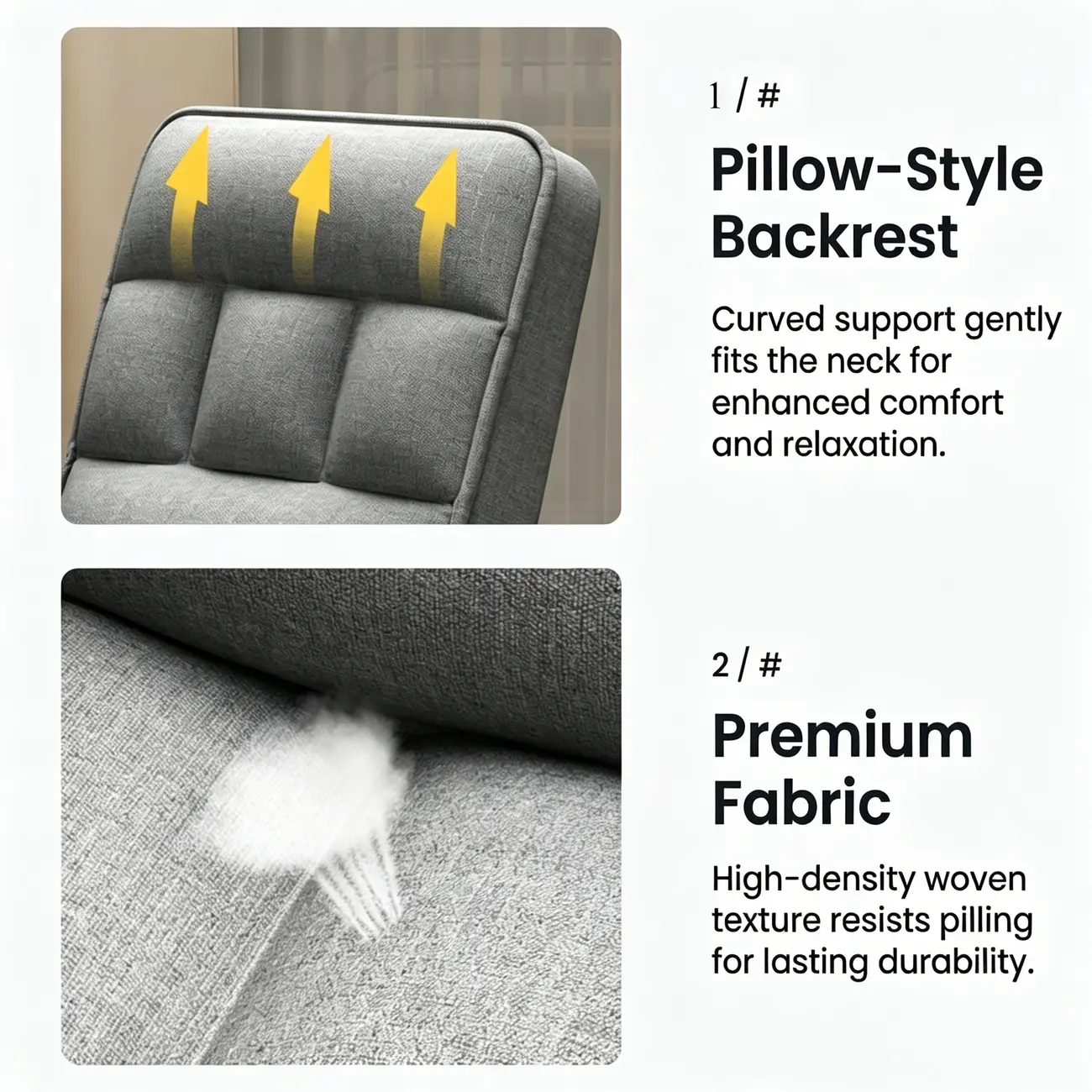 Modern Gray Reclining Upholstered Office Chair Image - 6 | homeyfad