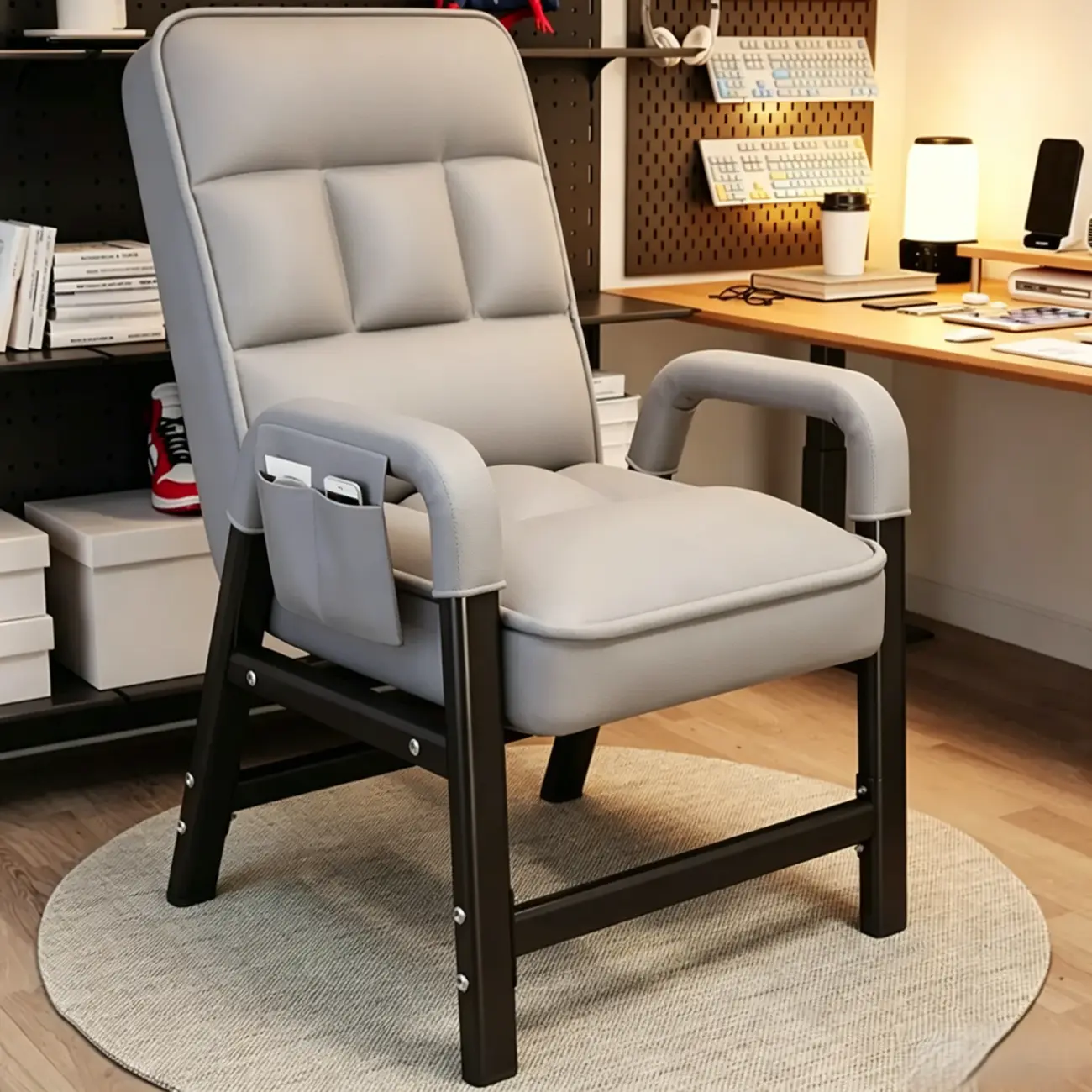 Modern Gray Reclining Upholstered Office Chair Image - 11 | homeyfad