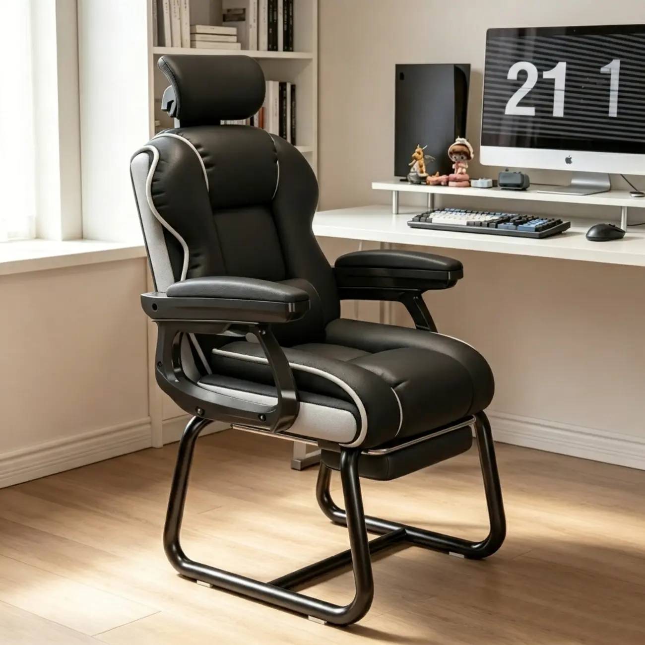 Yellow High-Back Leather Ergonomic Executive Chair  Image - 4 | homeyfad