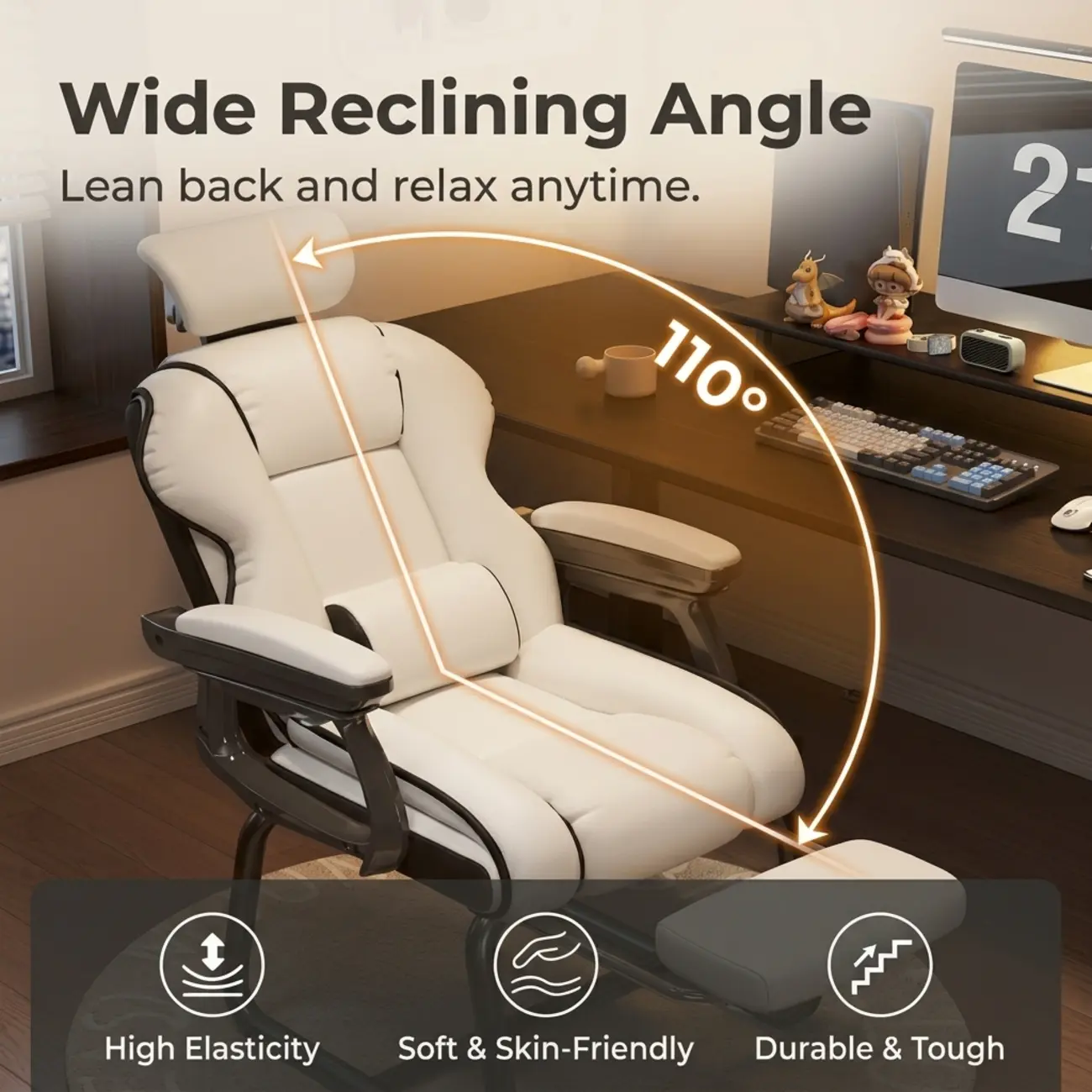 Yellow High-Back Leather Ergonomic Executive Chair  Image - 10 | homeyfad
