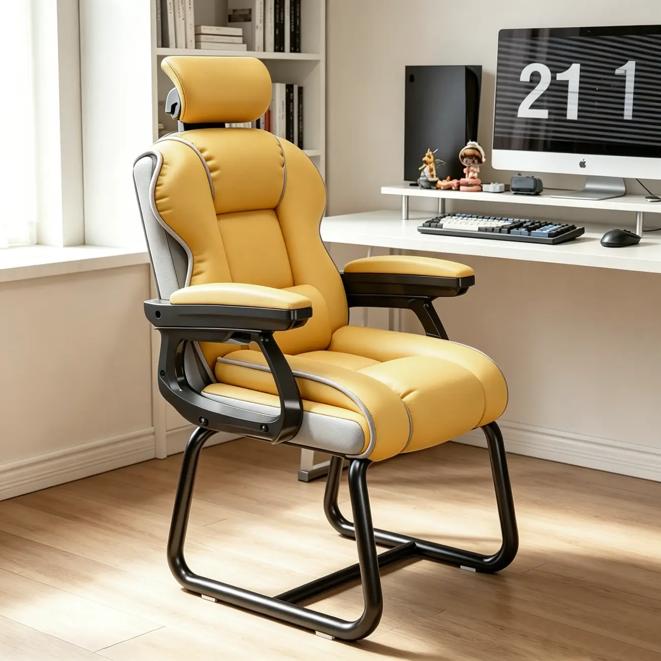 Yellow High-Back Leather Ergonomic Executive Chair  Image - 1 | homeyfad
