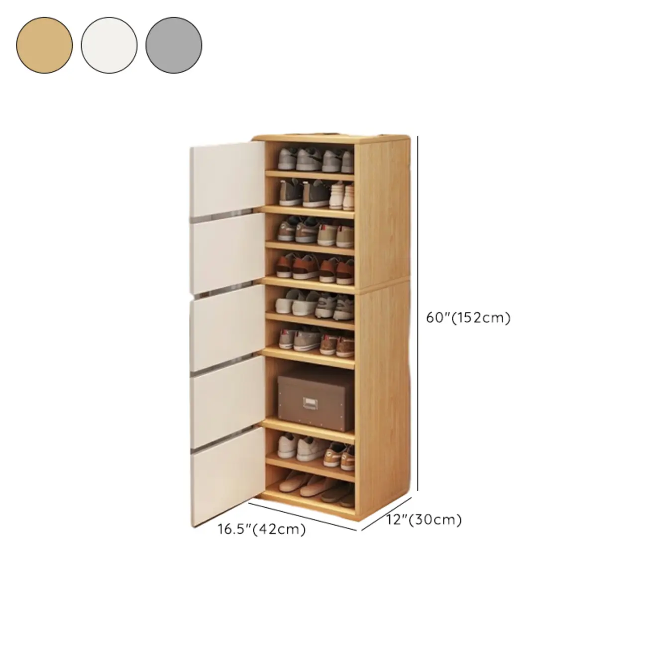 5-Tier Modern Oak Entryway Shoe Cabinet with Doors Image - 23 | homeyfad