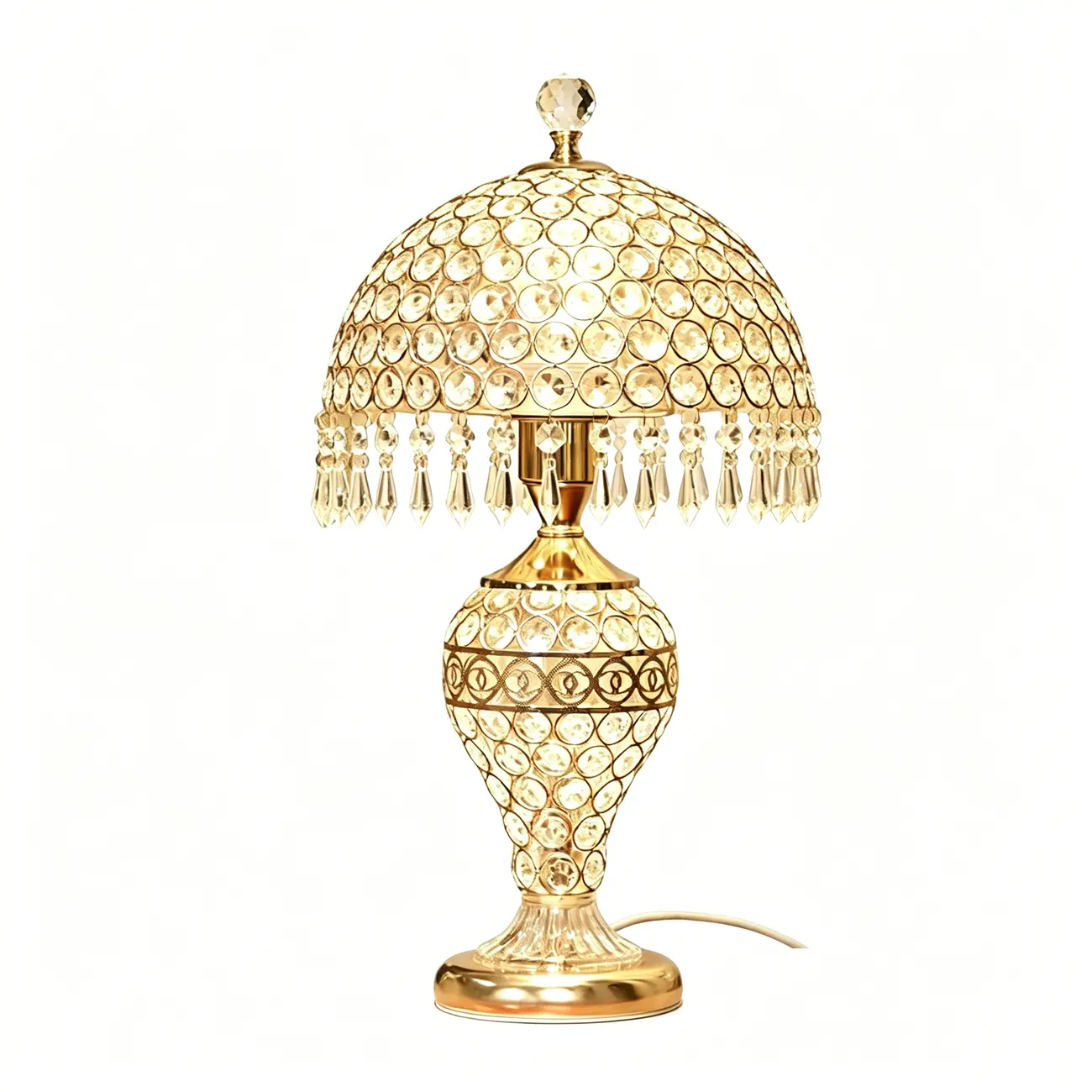 Traditional Luxurious Empire Gold Crystal Bedside Lamps Image - 9 | homeyfad