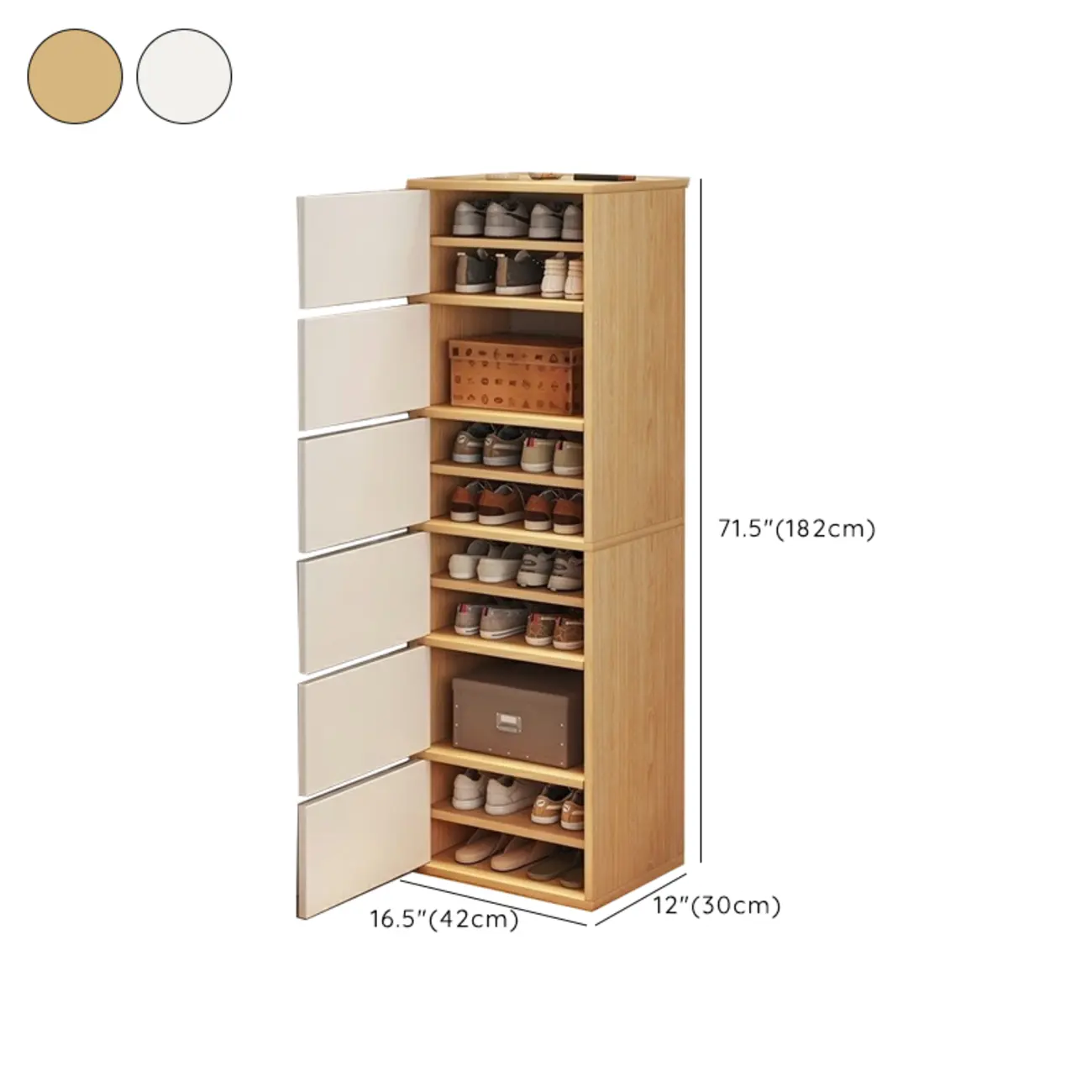 5-Tier Modern Oak Entryway Shoe Cabinet with Doors Image - 24 | homeyfad