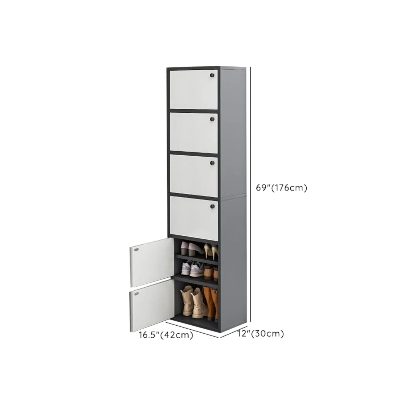 5-Tier Modern Oak Entryway Shoe Cabinet with Doors Image - 25 | homeyfad