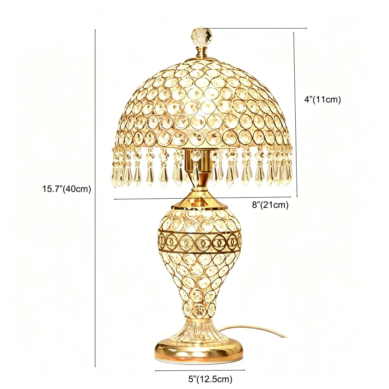 Traditional Luxurious Empire Gold Crystal Bedside Lamps #size | homeyfad