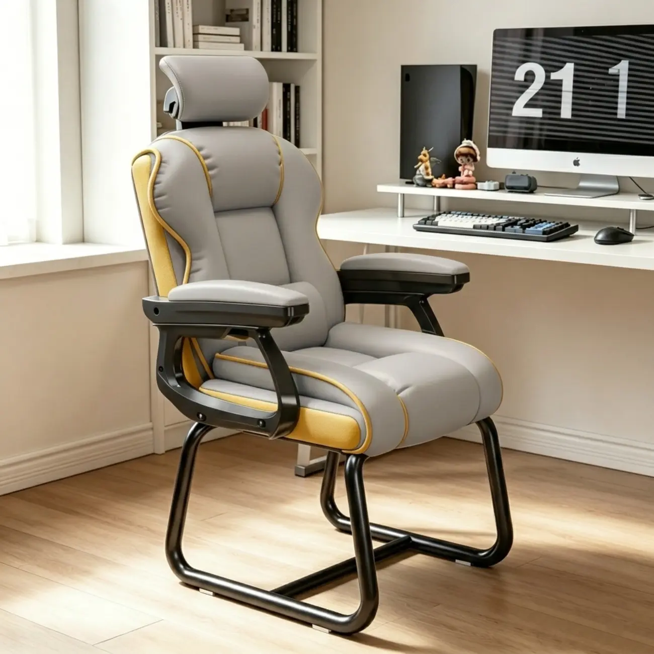 Yellow High-Back Leather Ergonomic Executive Chair  Image - 15 | homeyfad