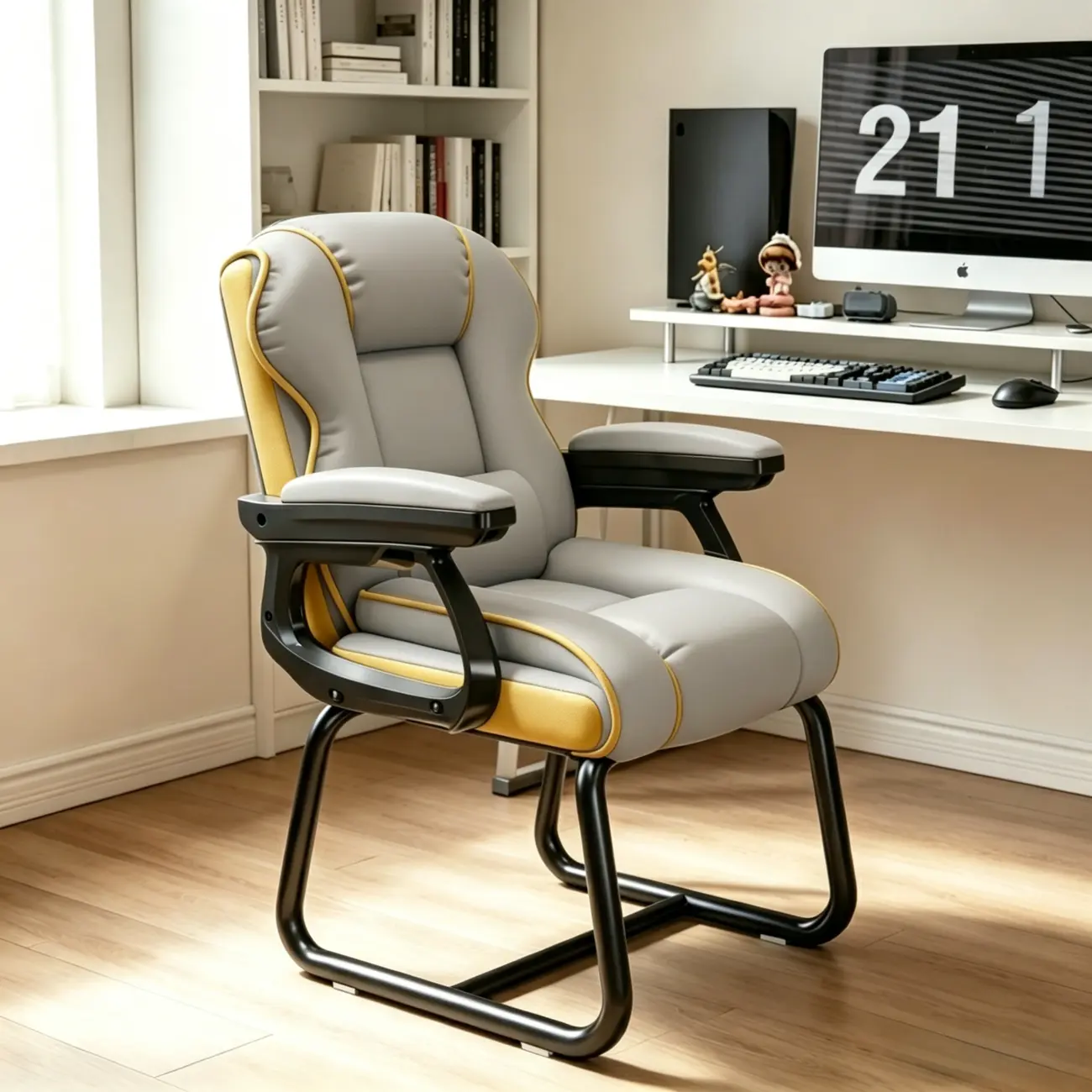Yellow High-Back Leather Ergonomic Executive Chair  Image - 23 | homeyfad