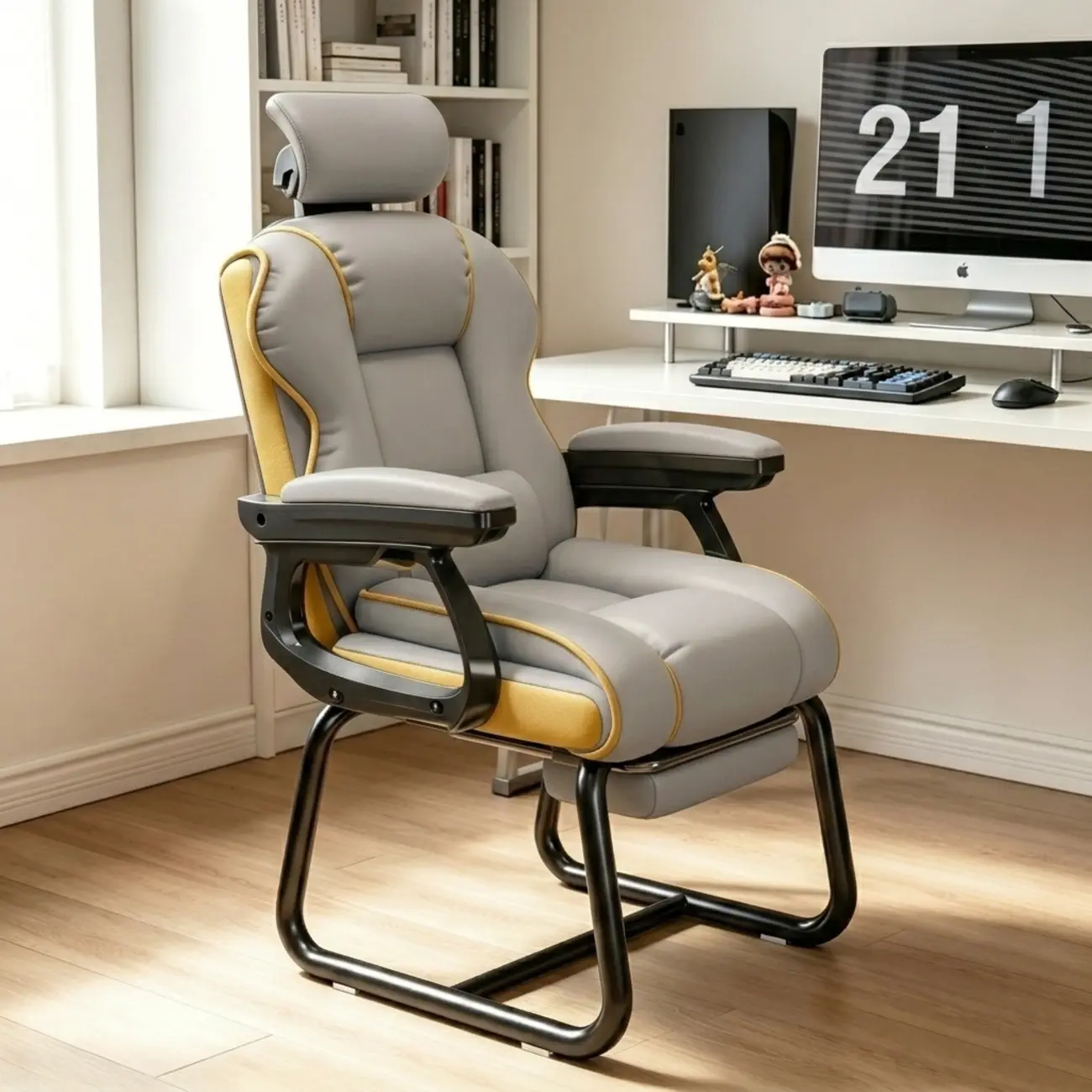 Yellow High-Back Leather Ergonomic Executive Chair  Image - 22 | homeyfad