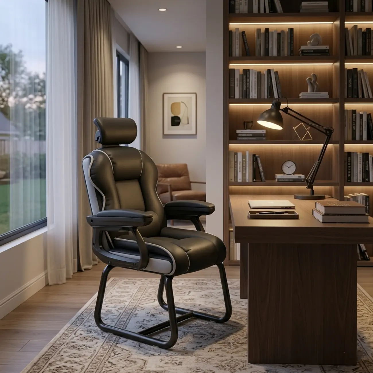Yellow High-Back Leather Ergonomic Executive Chair  Image - 6 | homeyfad