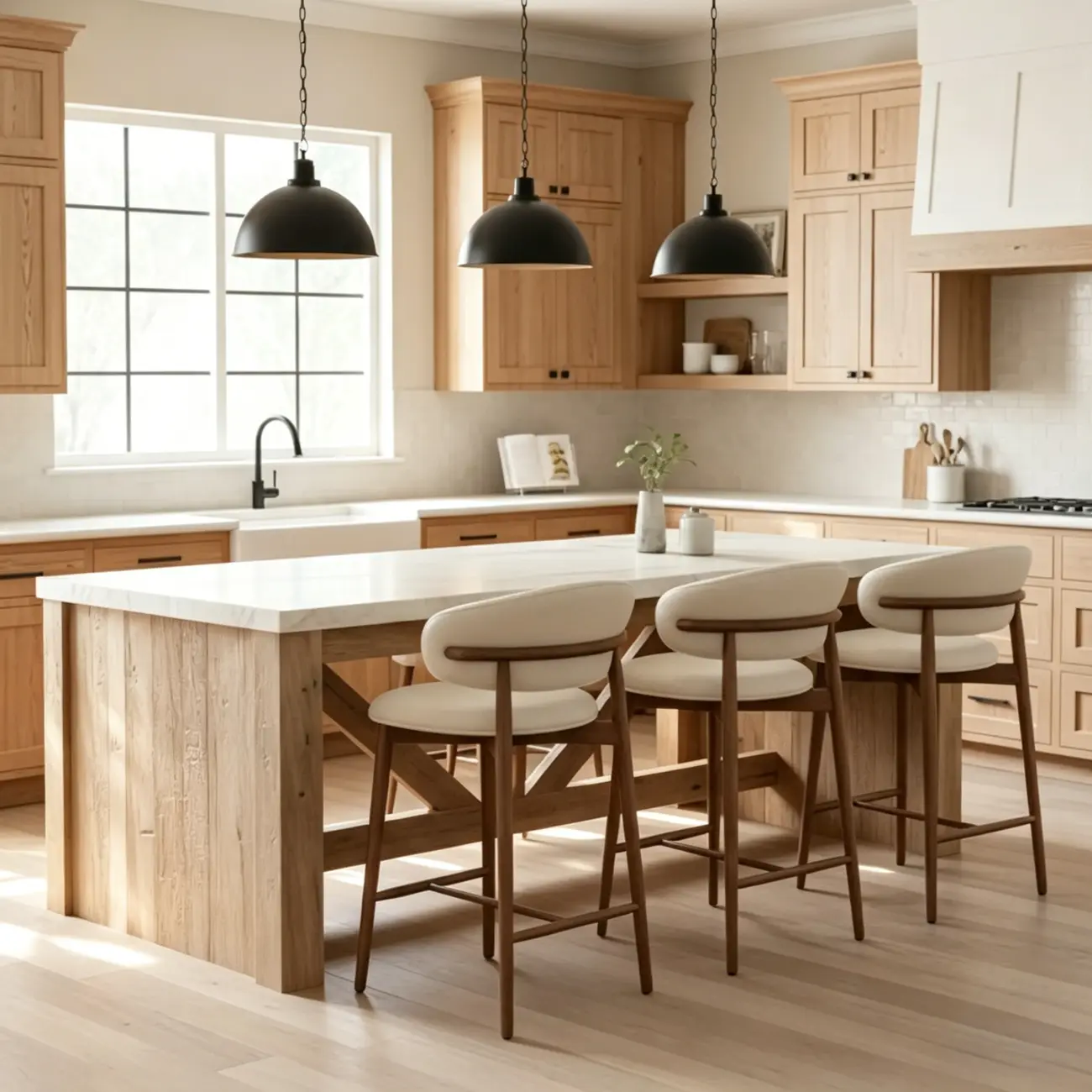 Modern Fabric Upholstered Counter Height Bar Stools Image - 5 | homeyfad