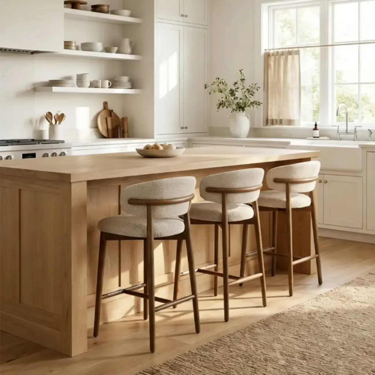 Modern Fabric Upholstered Counter Height Bar Stools Image - 1 | homeyfad