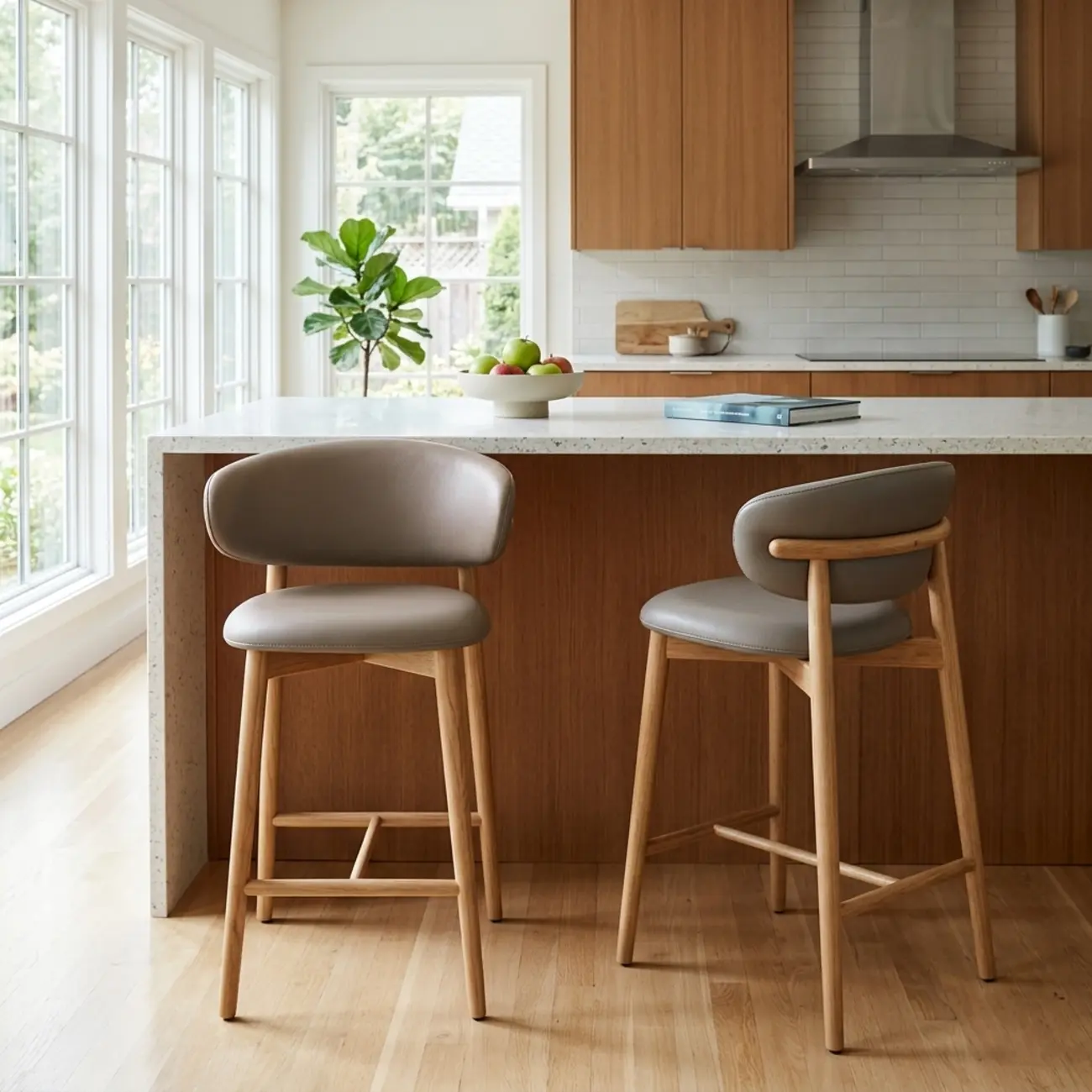 Modern Fabric Upholstered Counter Height Bar Stools Image - 7 | homeyfad
