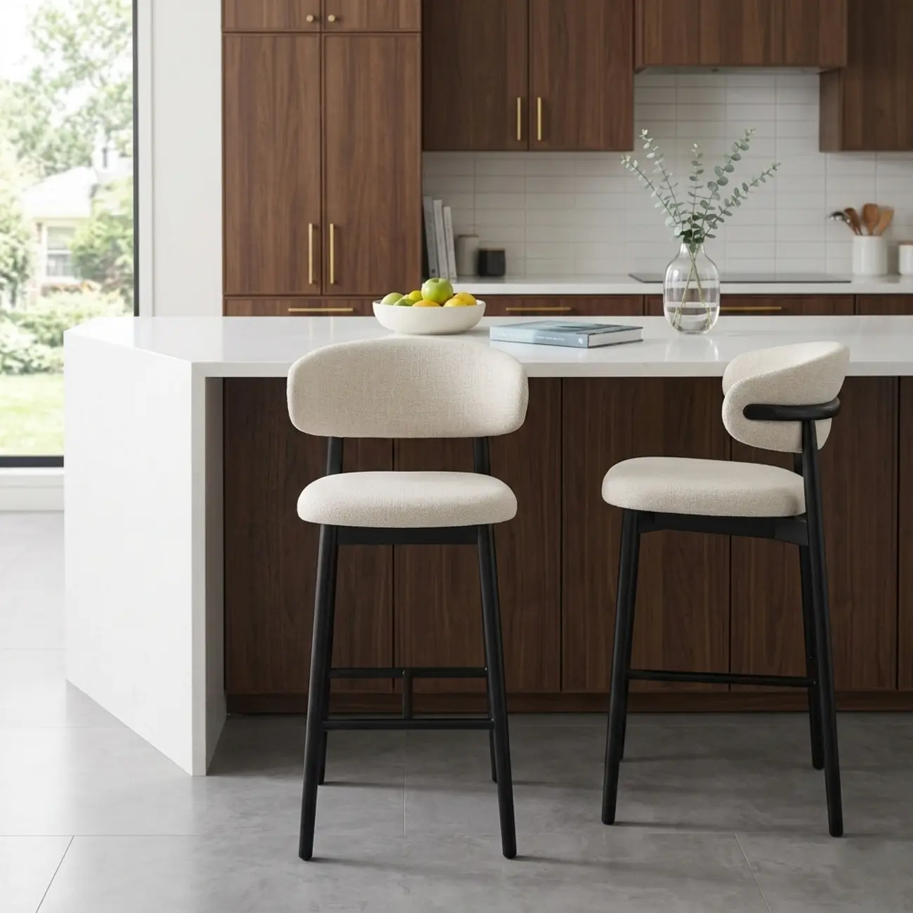 Modern Fabric Upholstered Counter Height Bar Stools Image - 8 | homeyfad