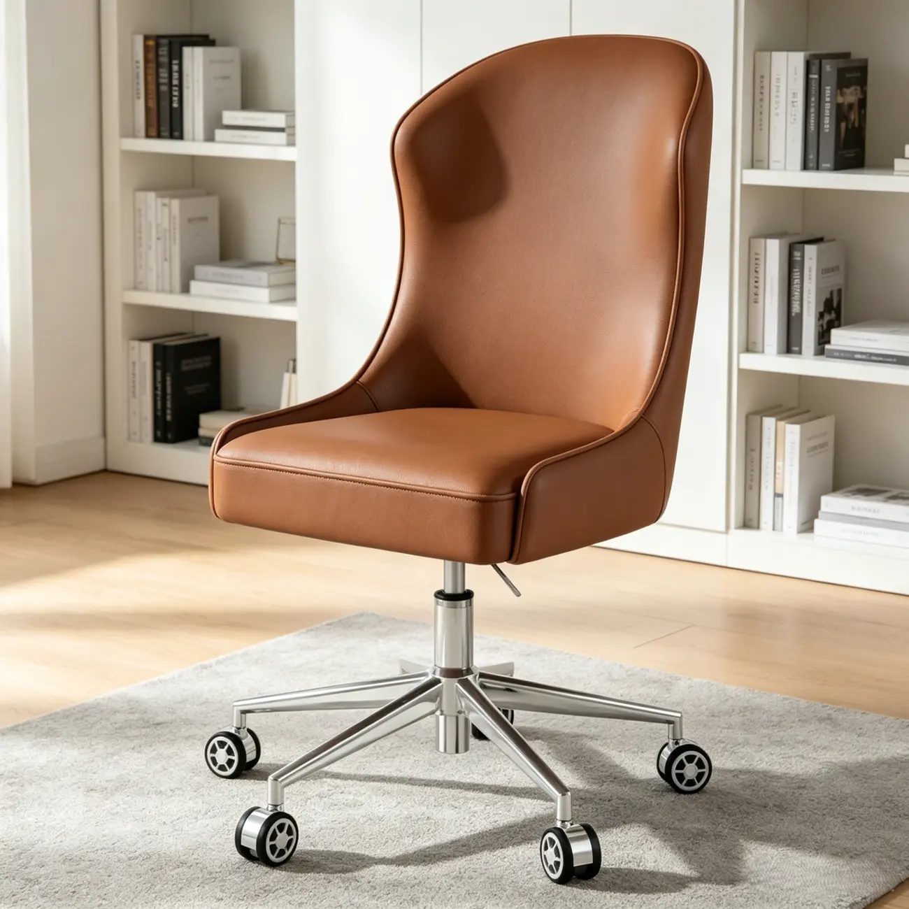 Adjustable Swivel Modern Faux Leather Upholstered Office Chair Image - 1 | homeyfad