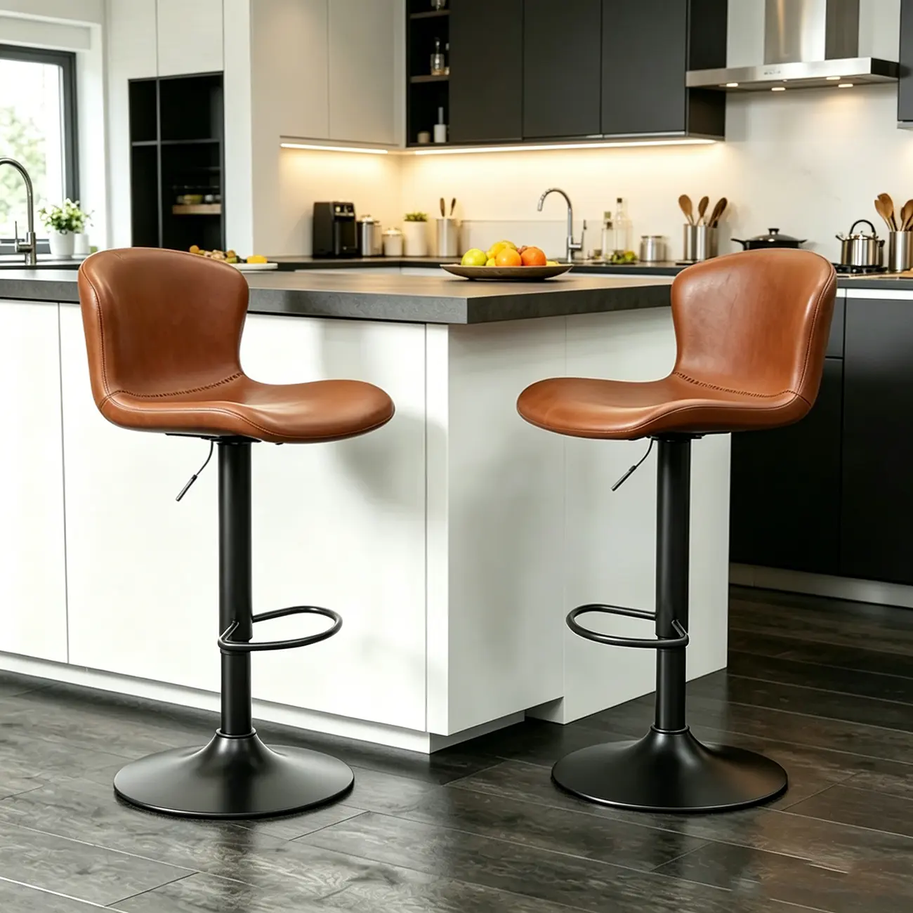 Industrial Waterproof Pu Leather Adjustable Swivel Bar Stool Image - 1 | homeyfad