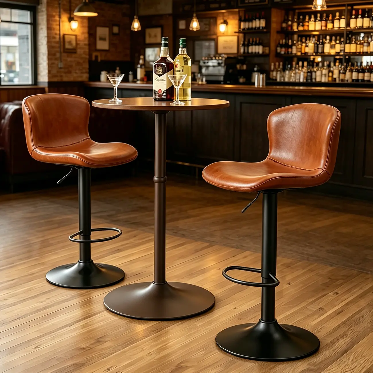 Industrial Waterproof Pu Leather Adjustable Swivel Bar Stool Image - 2 | homeyfad
