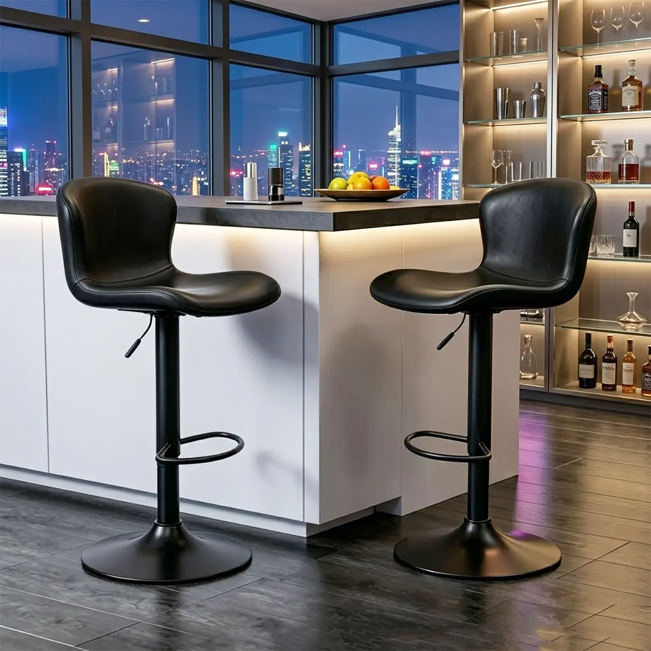 Industrial Waterproof Pu Leather Adjustable Swivel Bar Stool Image - 3 | homeyfad