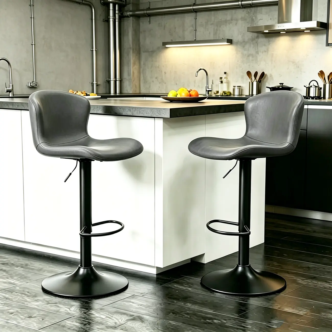Industrial Waterproof Pu Leather Adjustable Swivel Bar Stool Image - 5 | homeyfad