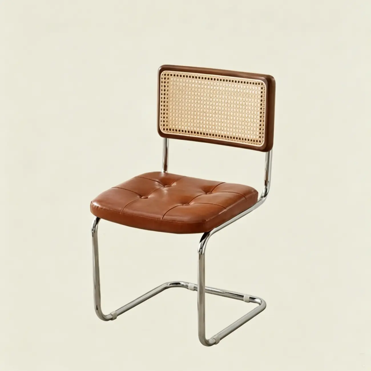 Scandinavian Tufted Leather Armless Dining Chair Image - 17 | homeyfad