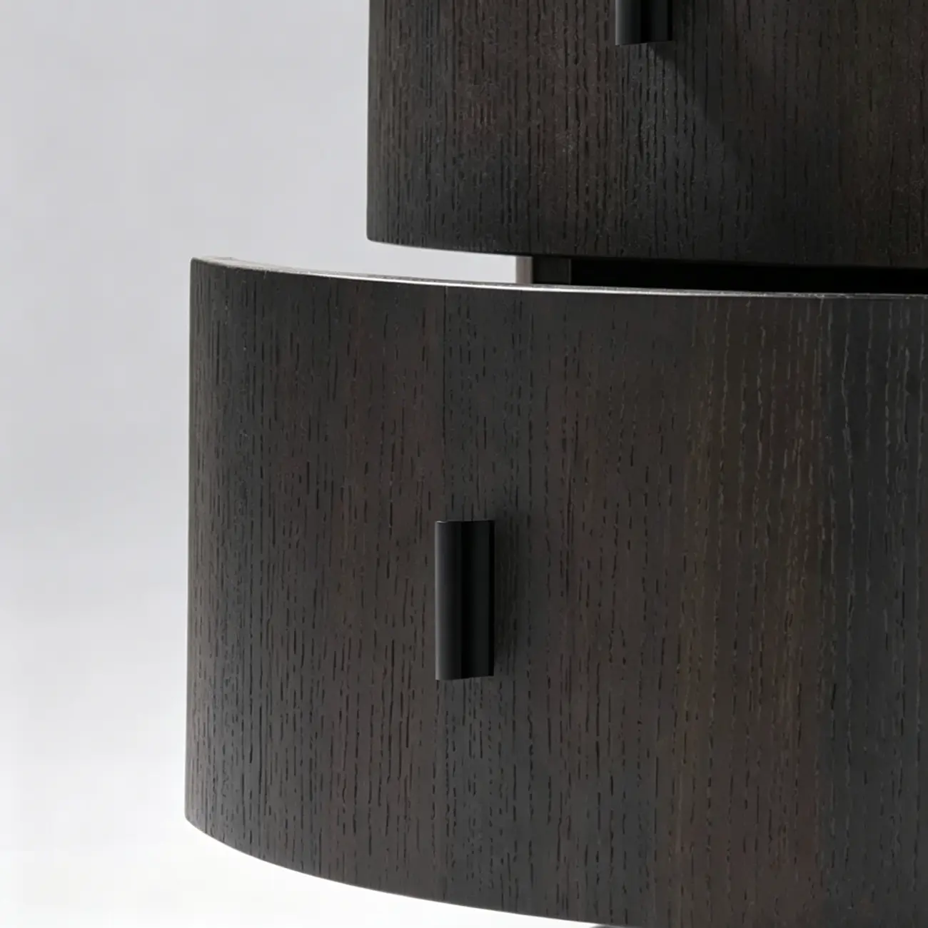 Luxury Brown Wood Round Nightstand with 2-Drawer Image - 8 | homeyfad