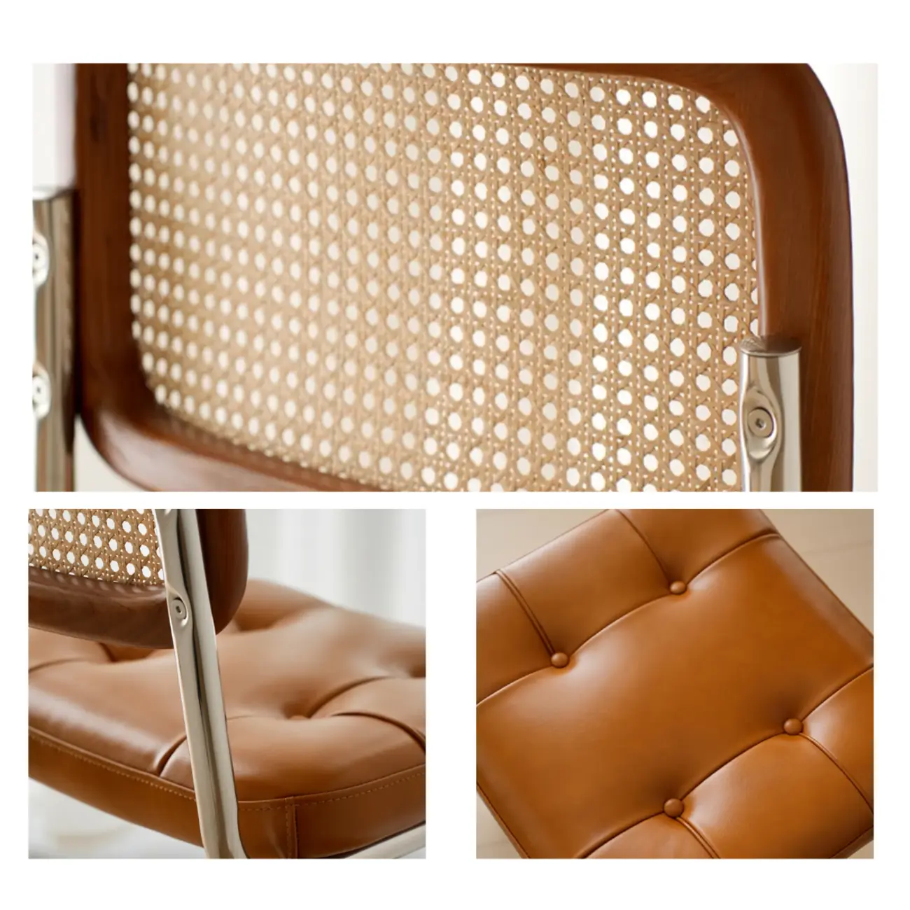 Scandinavian Tufted Leather Armless Dining Chair Image - 9 | homeyfad