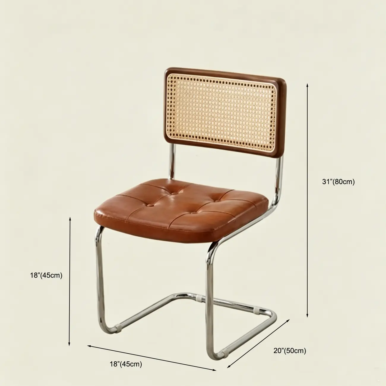 Scandinavian Tufted Leather Armless Dining Chair #size | homeyfad