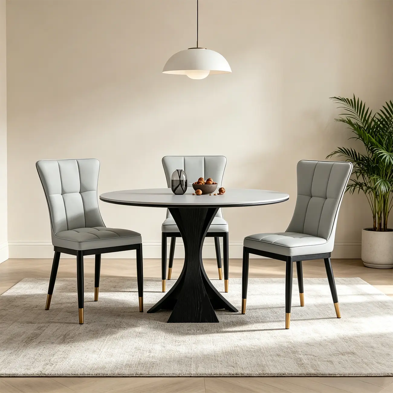 Armless Black Tufted Leather High Back Dining Chair Image - 15 | homeyfad