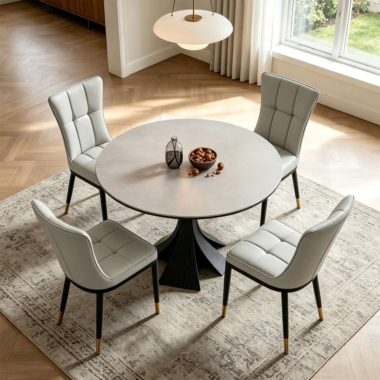 Armless Black Tufted Leather High Back Dining Chair Image - 17 | homeyfad
