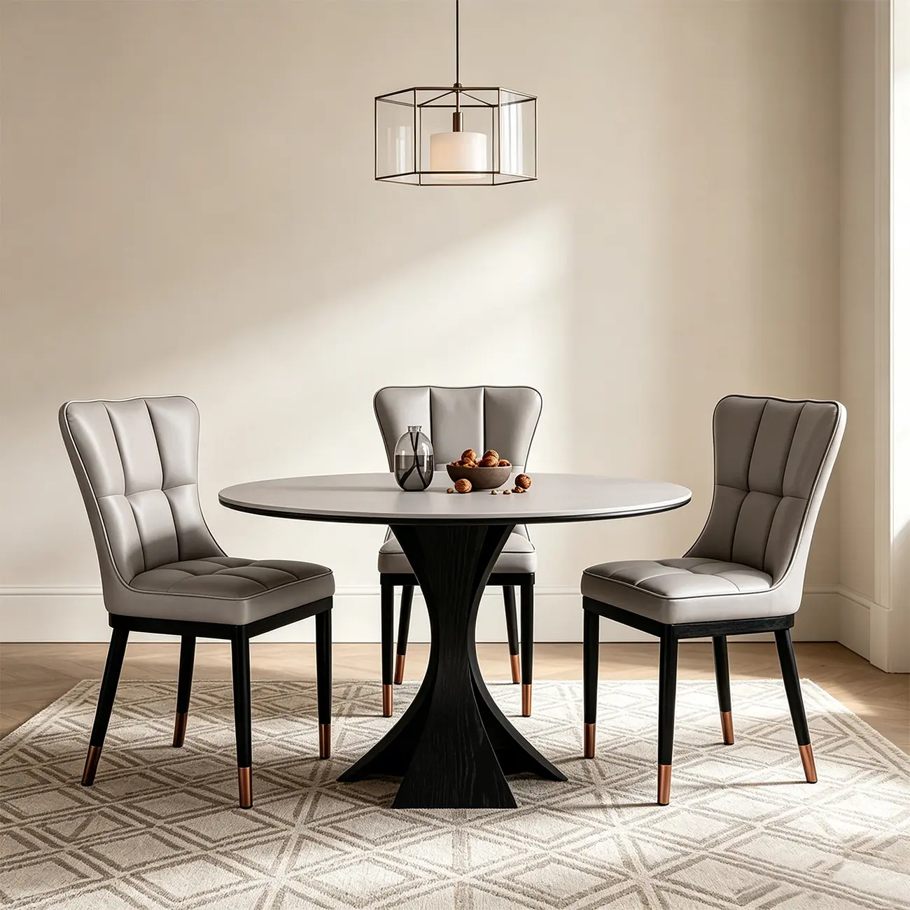 Armless Black Tufted Leather High Back Dining Chair Image - 6 | homeyfad