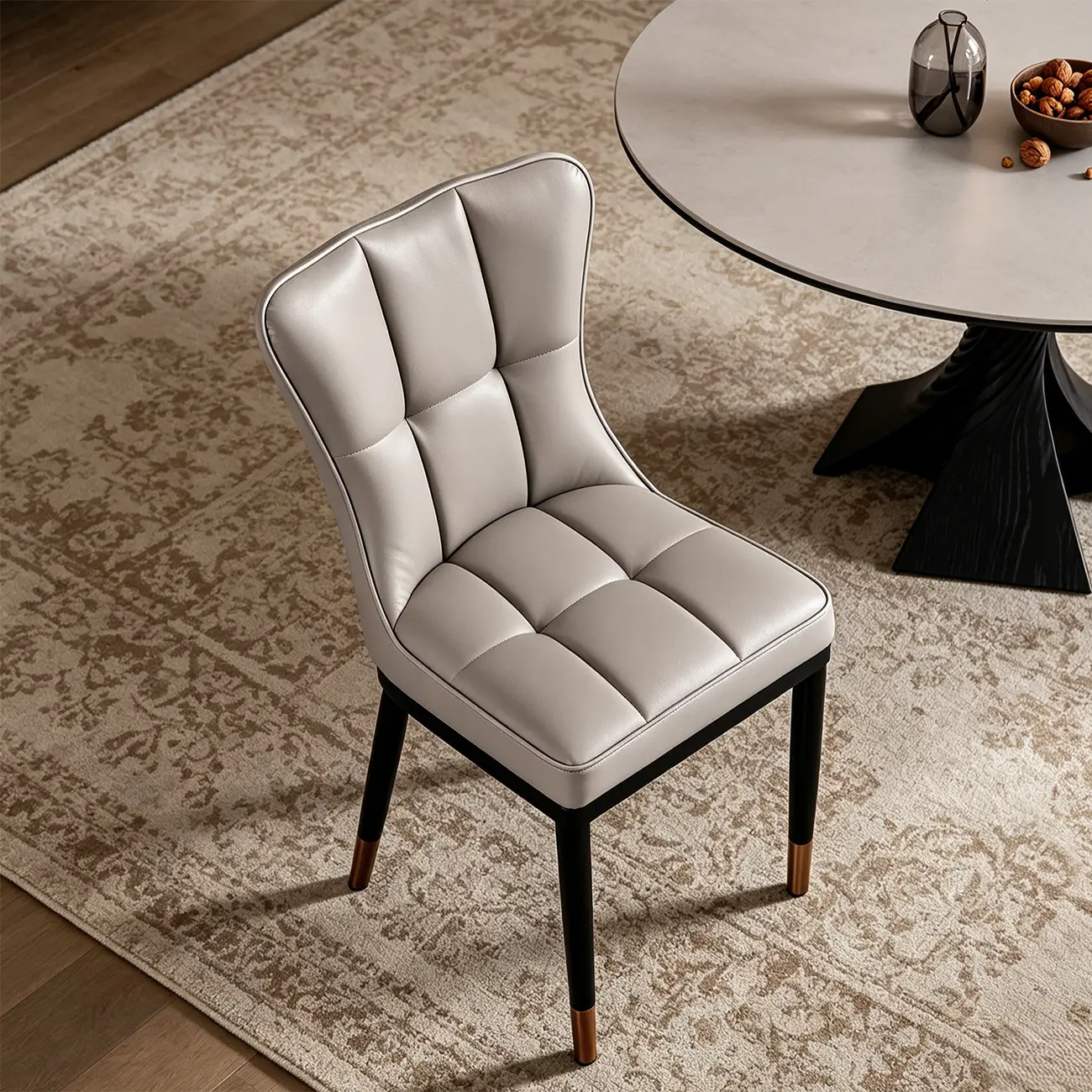 Armless Black Tufted Leather High Back Dining Chair Image - 7 | homeyfad