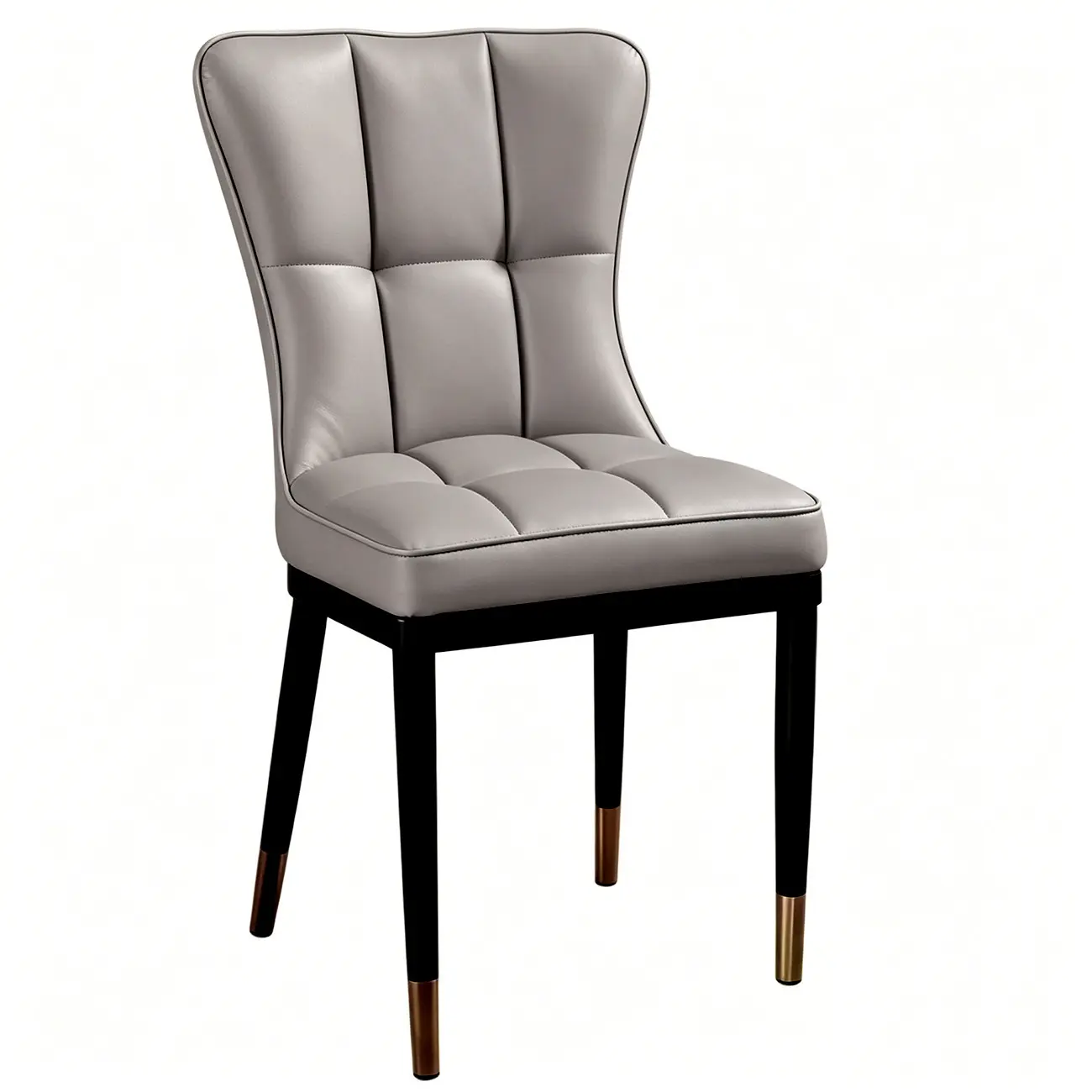 Armless Black Tufted Leather High Back Dining Chair Image - 5 | homeyfad