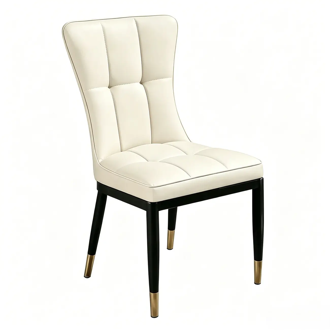 Armless Black Tufted Leather High Back Dining Chair Image - 18 | homeyfad