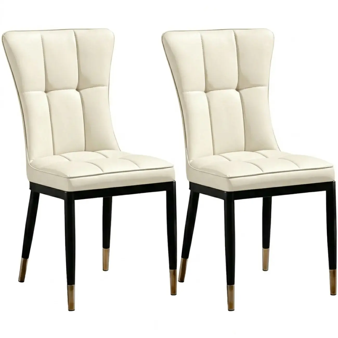Armless Black Tufted Leather High Back Dining Chair Image - 21 | homeyfad