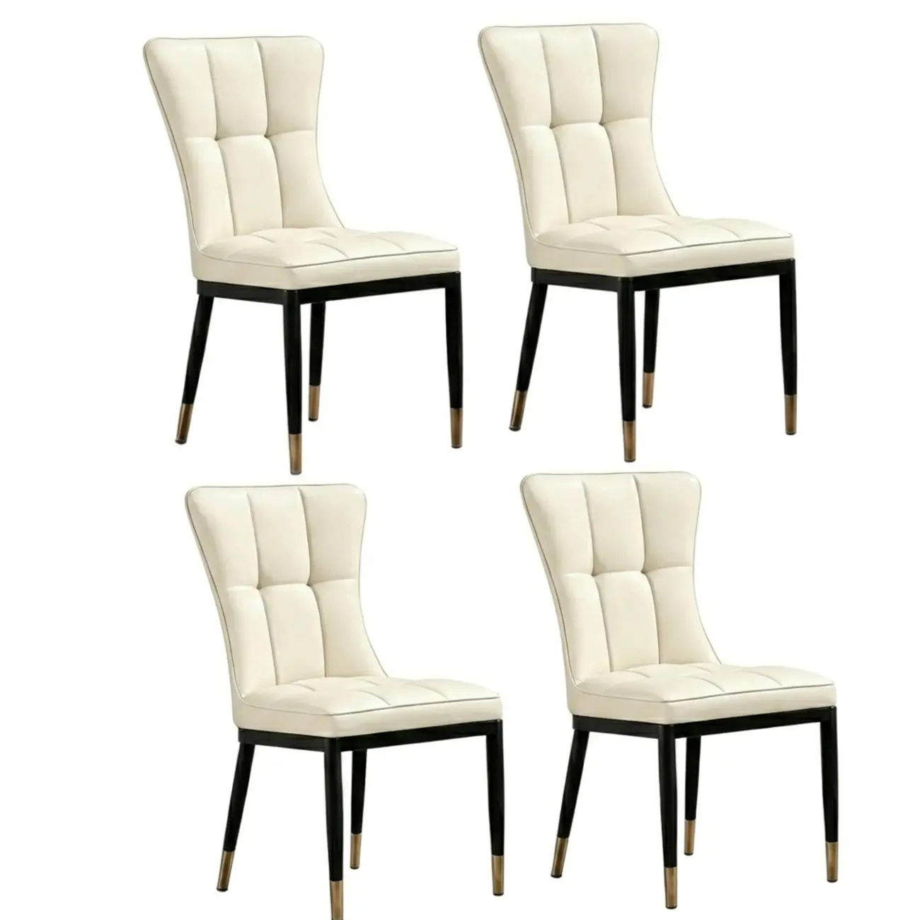 Armless Black Tufted Leather High Back Dining Chair Image - 22 | homeyfad