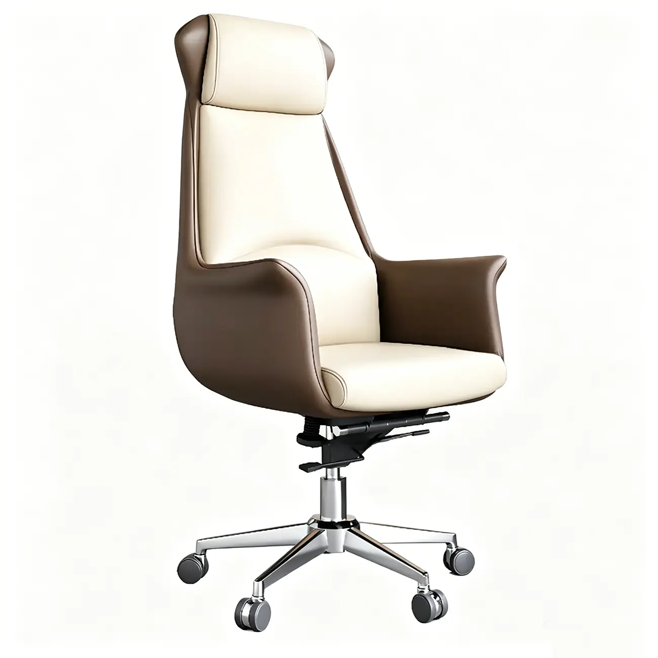 Modern White Orange Leather Ergonomic Executive Office Chair Image - 10 | homeyfad