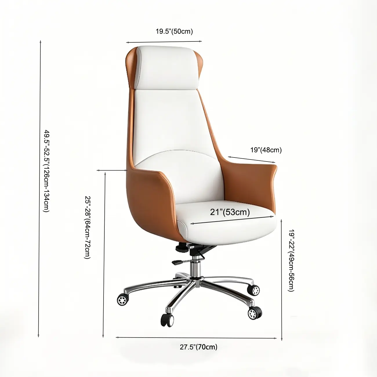 Modern White Orange Leather Ergonomic Executive Office Chair #size | homeyfad
